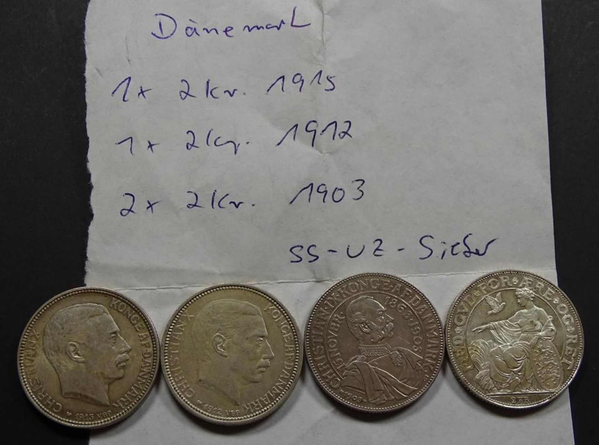 4 Münzen,Silber, Dänemark,zus.59,7g - Bild 2 aus 2