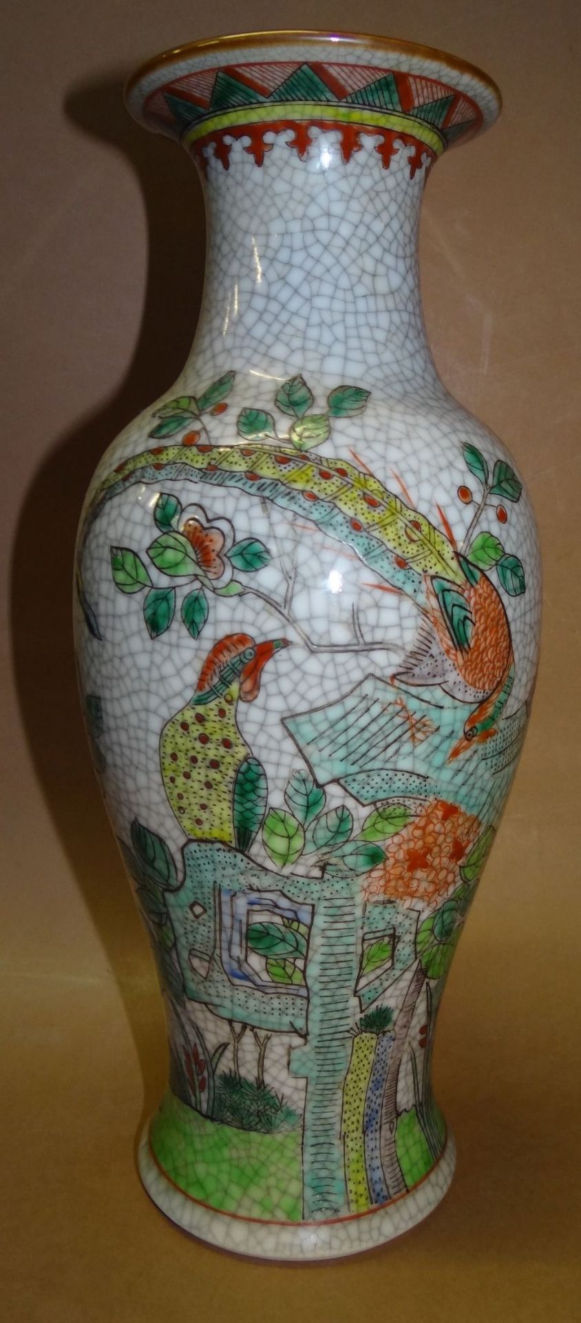 China-Vase, rote Marke, handbemalt, H-30 cm