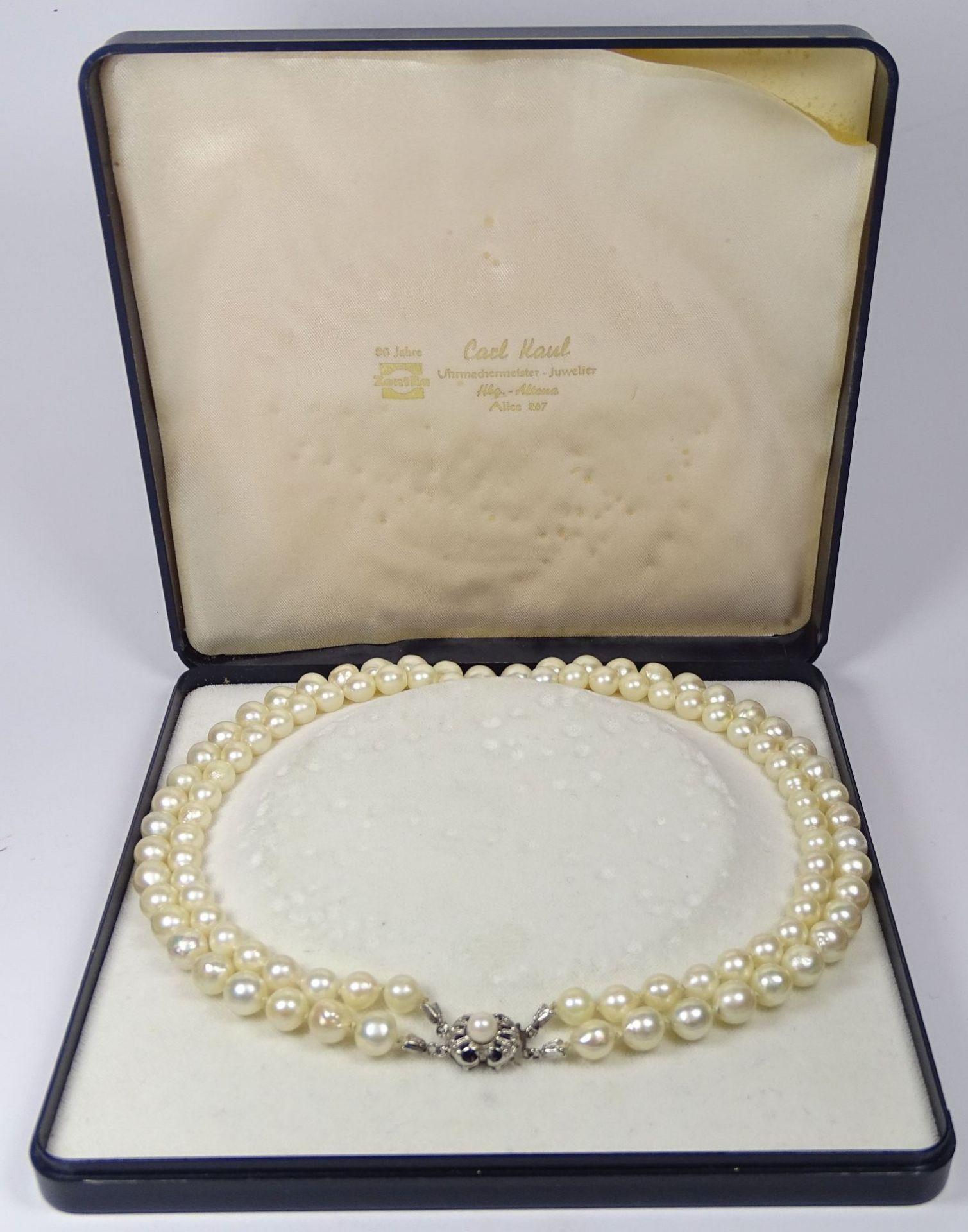 2 reihiges Perlenhalsband mit Silberschliesse-835-, L-ca. 40 cm - Bild 3 aus 6