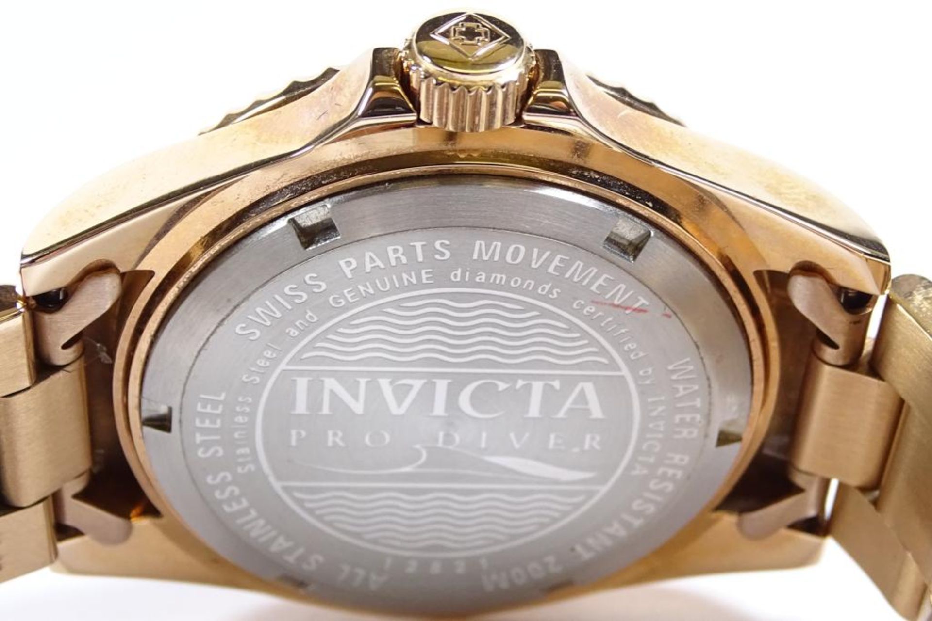 Armbanduhr "Invicta"besetzt mit 15 Brillanten,Quartz,Roségold farbig,d-39m - Bild 4 aus 4