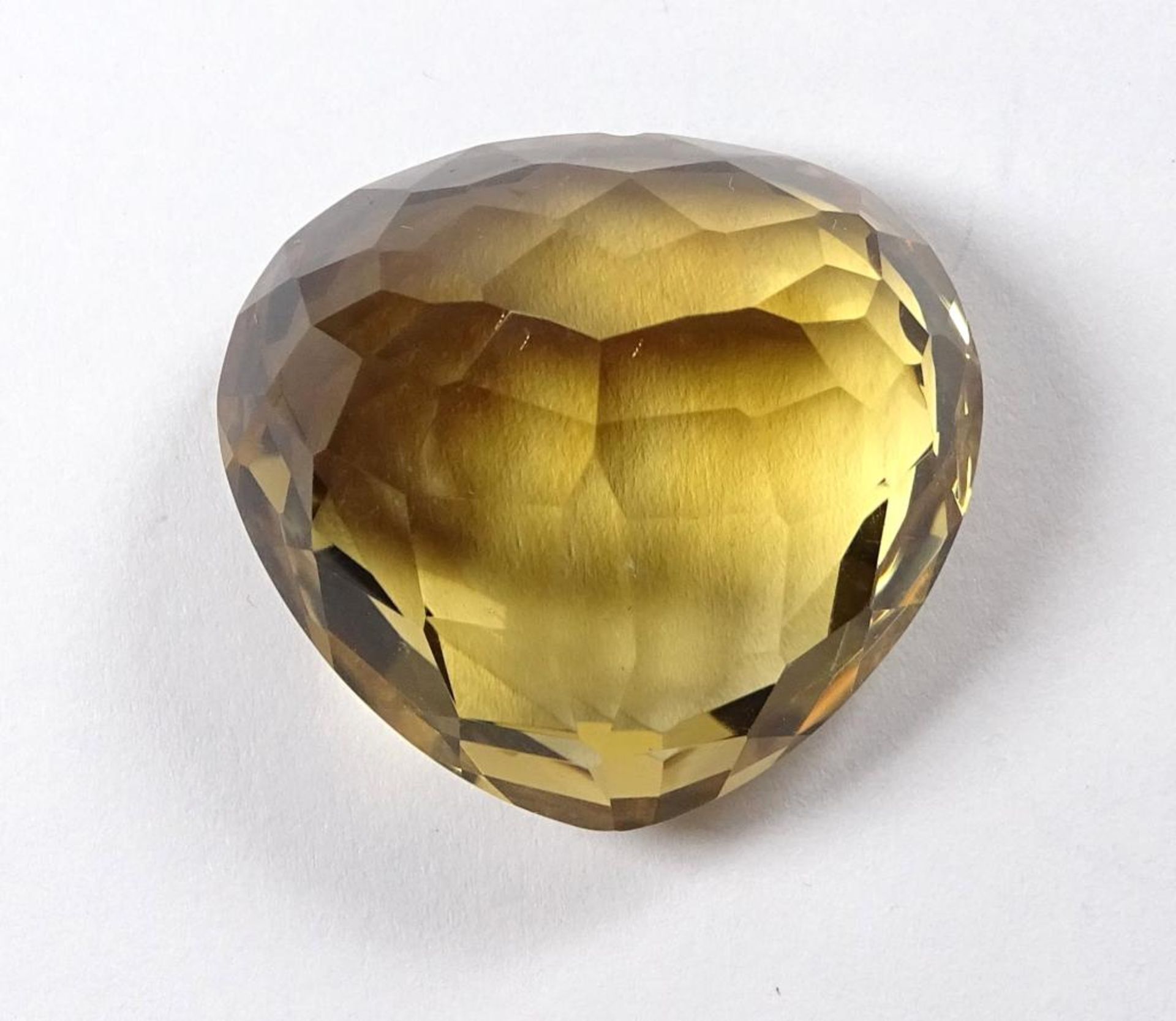 Großer Citrin oder Goldtopas? in Herzform, facettiert, 21gr.,105ct.,31x29,5mm - Bild 6 aus 6