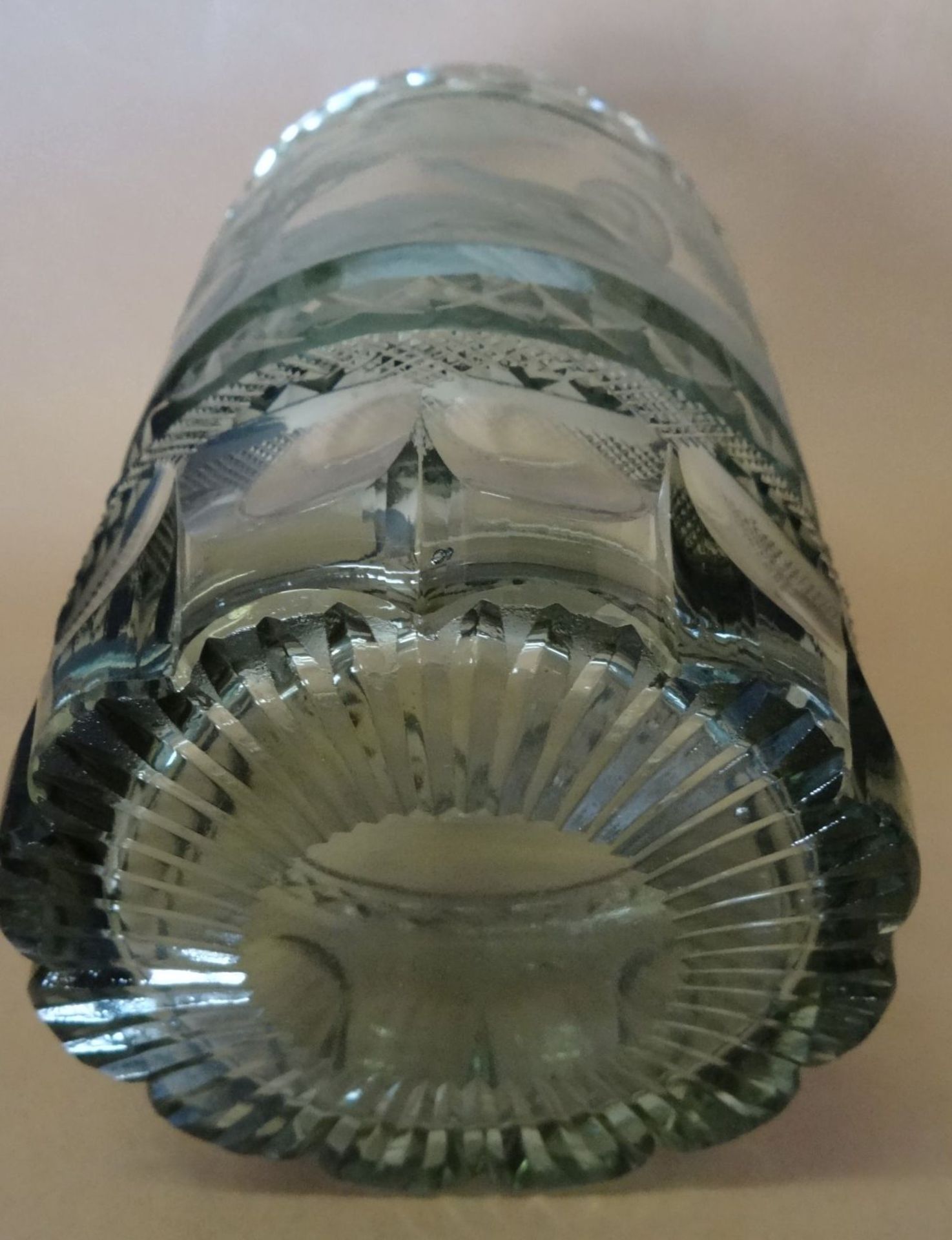 grosses Glas, aufwendig beschliffen mit Auerhahn unter Bäumen, H-15,5 cm, D-10 c - Bild 6 aus 6
