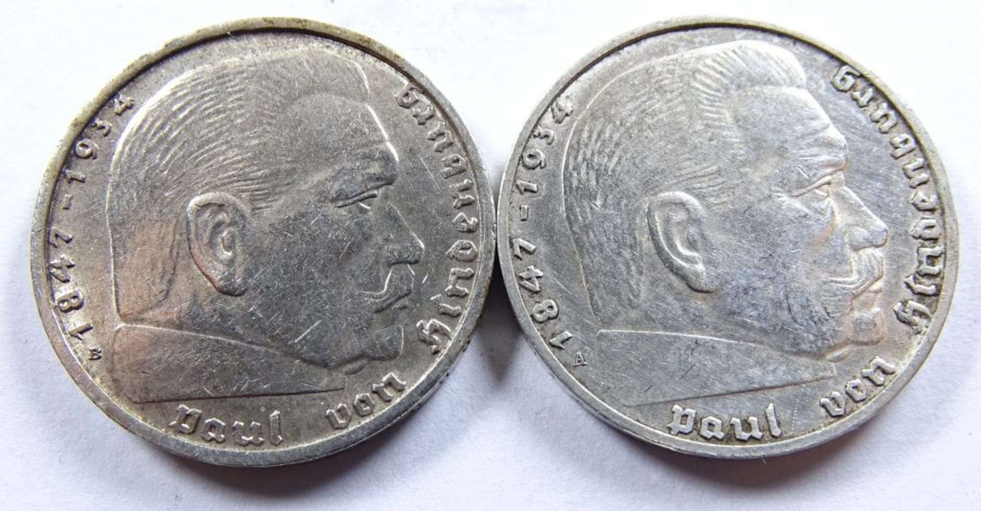 2x 2 Reichsmark,Deutsches Reich,1938 u.1939 - Bild 2 aus 2
