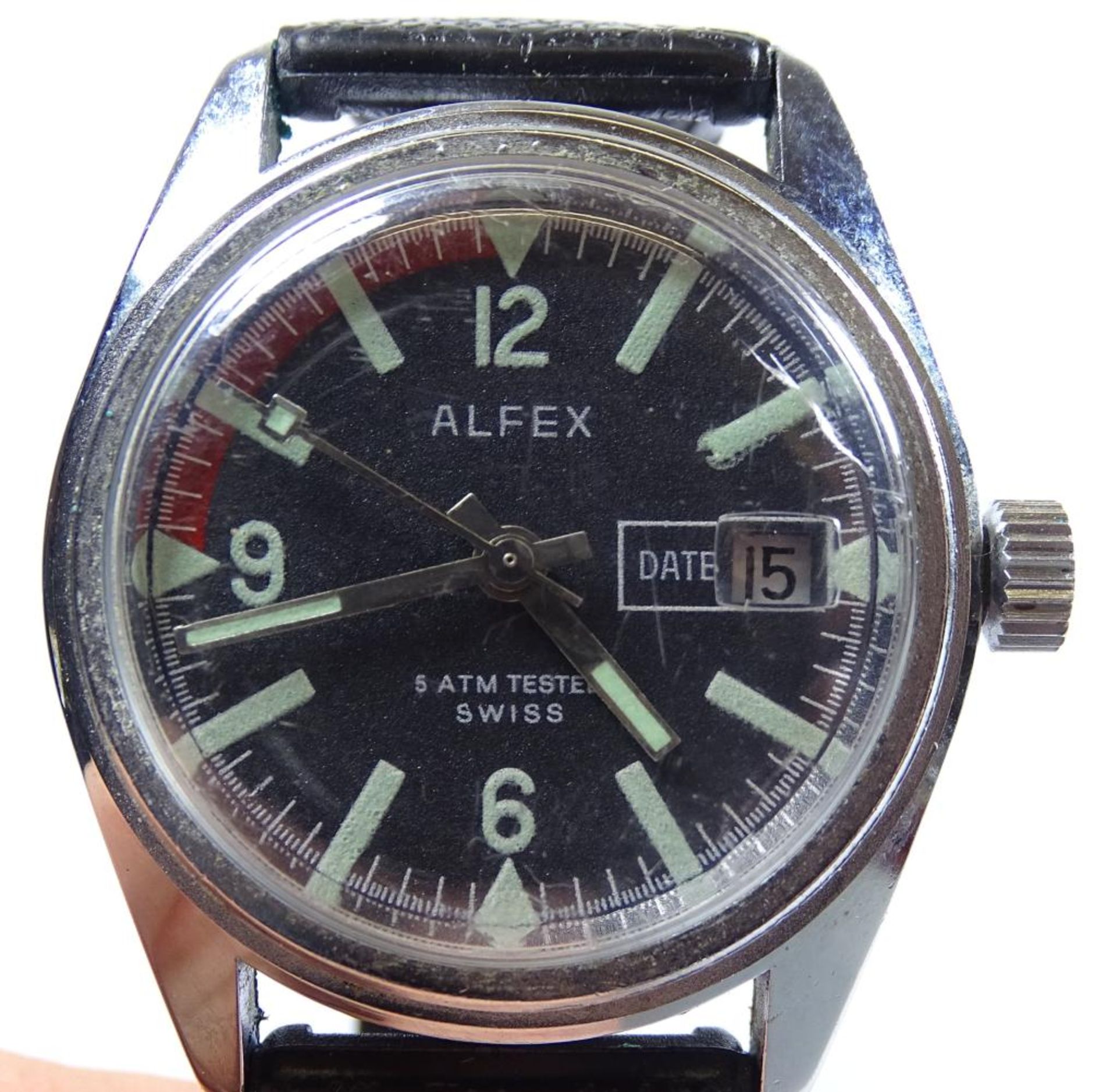 Armbanduhr "Alfex",Handaufzug,Werk steht,Edelstahl,Alters u. Gebrauchsspuren - Bild 2 aus 4