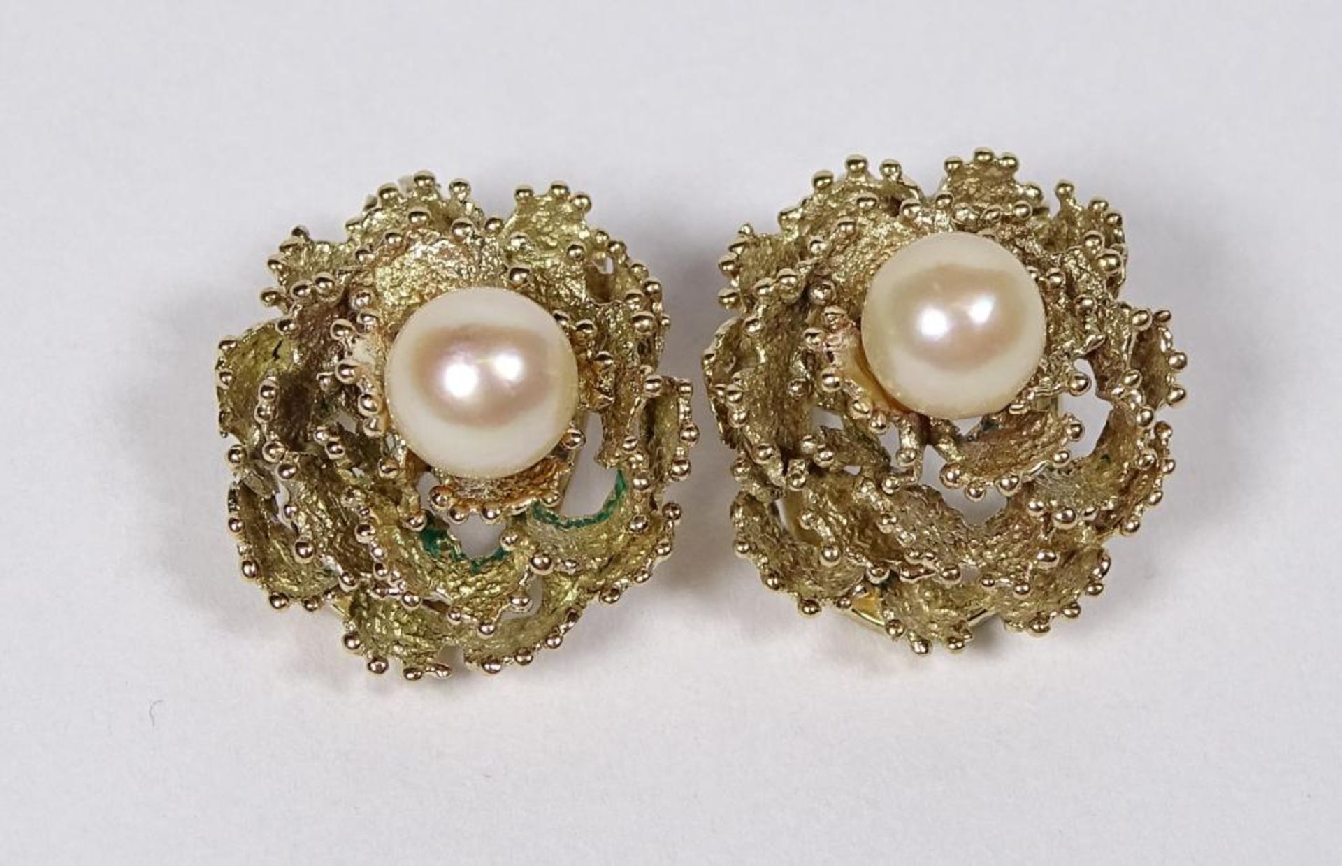 Paar Ohrclips,Gold 333er mit Perlchen,zus.4,8gr.,Perlen d-5,5mm - Bild 2 aus 3