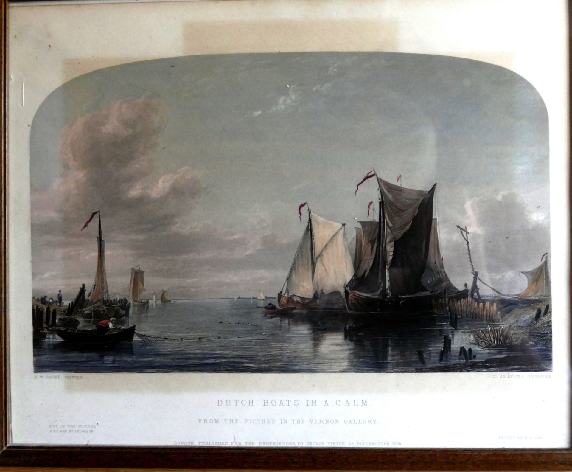 7x div. Stahlstiche mit maritimen Motiven, um 1840, hpts. England, alle gleich gerahmt/Glas, RG
