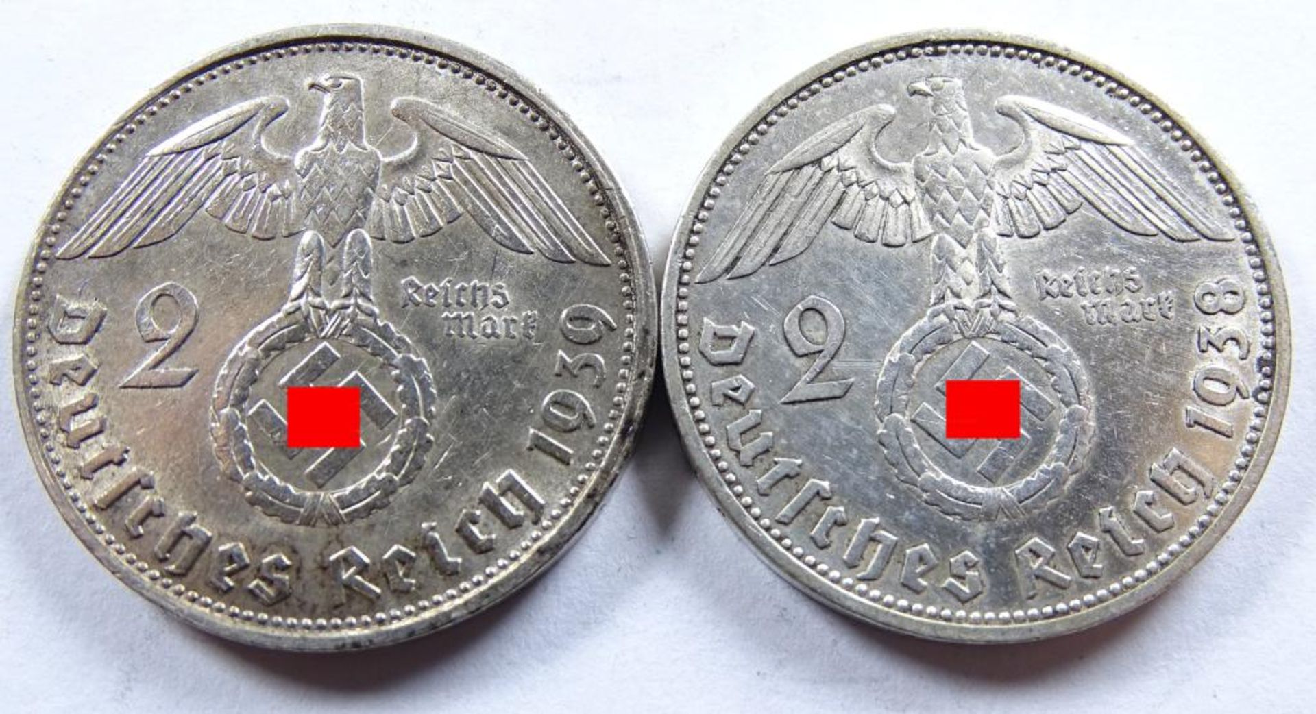 2x 2 Reichsmark,Deutsches Reich,1938 u.1939