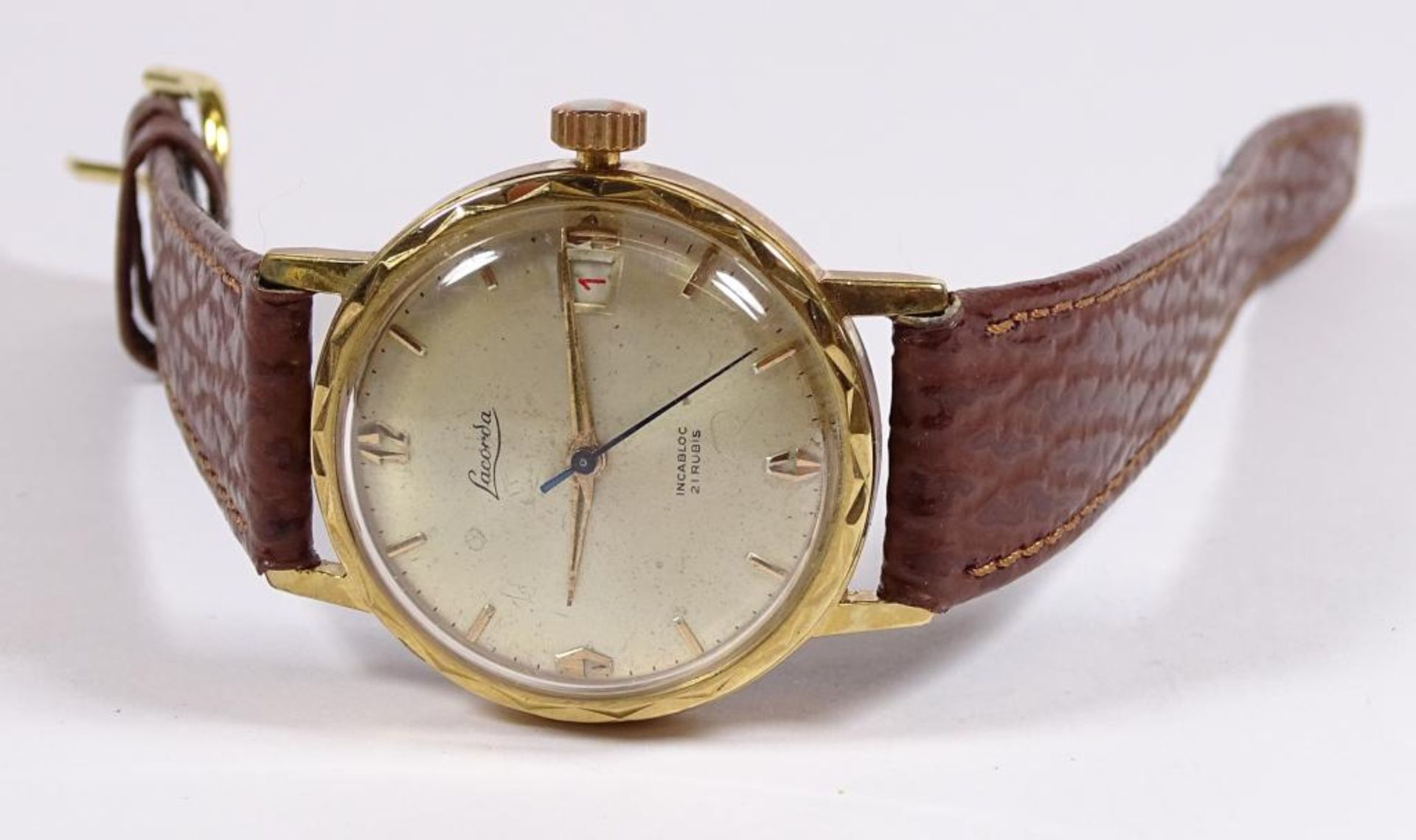 Armbanduhr "Lacorda",Handaufzug,Werk läuft,vergoldet,d-33m - Bild 3 aus 3