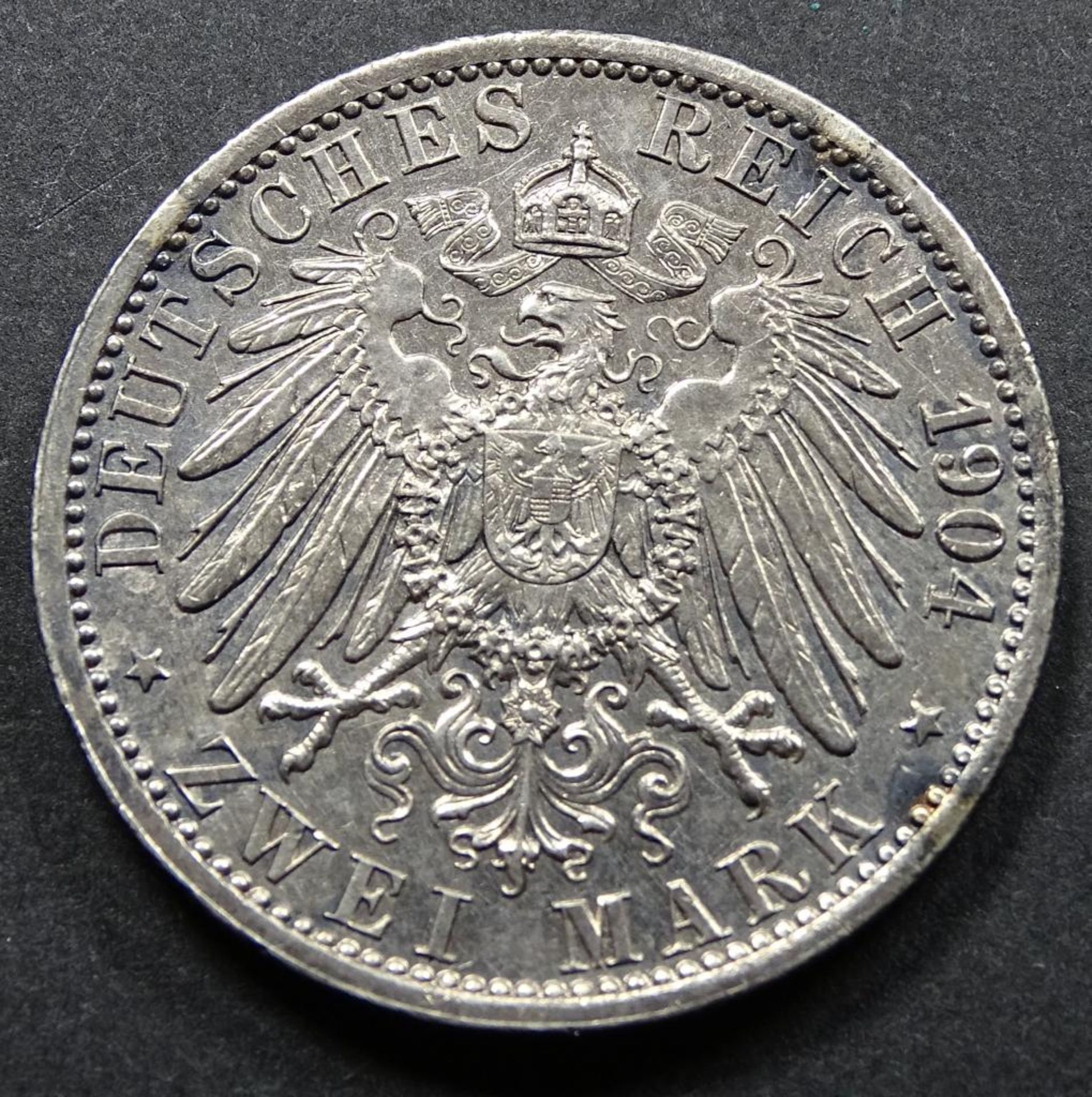 Zwei Mark,Deutsches Reich, 1904,Hessen,stgl.,d-28mm,Silber