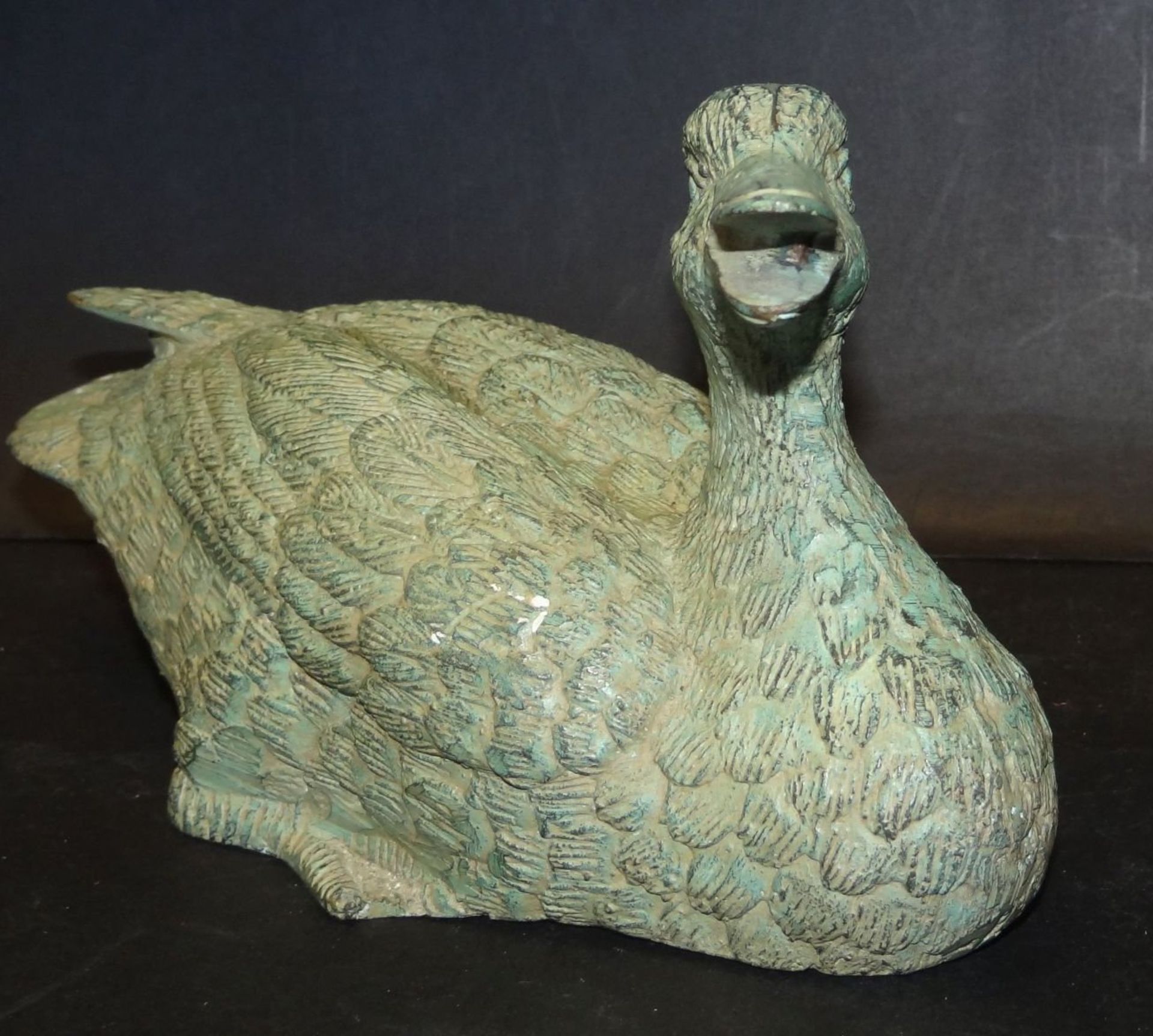 gr. Bronze-Ente, H-12 cm, L-23 cm - Bild 3 aus 5