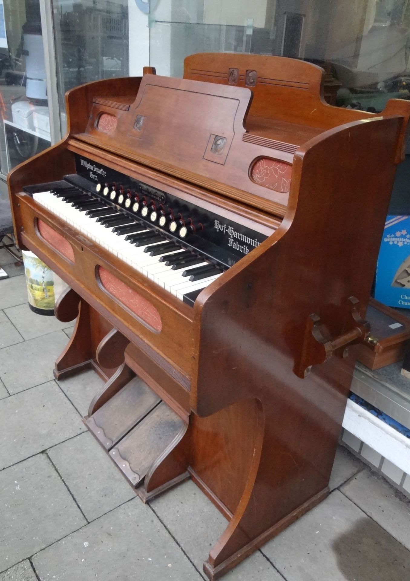 Harmonium "Wilh.Spaethe, Gera Hoflieferant", sehr gut erhalten und funktionstüchtig, um 1900, H- - Bild 7 aus 7