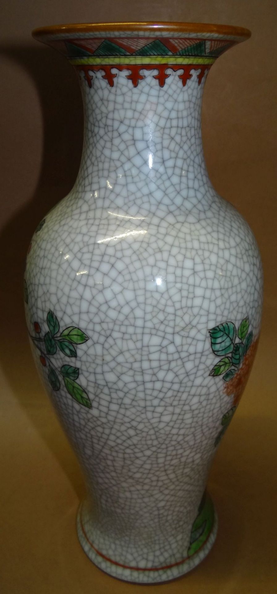 China-Vase, rote Marke, handbemalt, H-30 cm - Bild 4 aus 6
