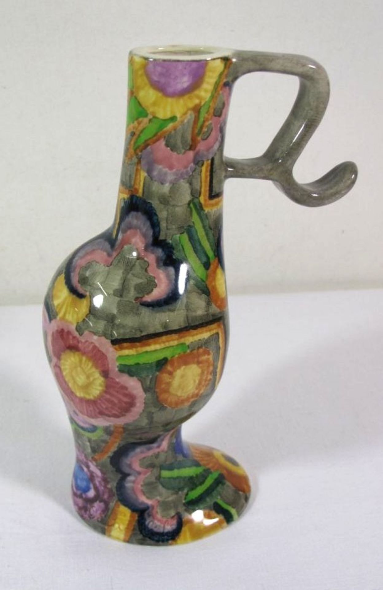 Kunstkeramik-Vase, Goldscheider Wien, signiert "Dina Kuhn", Dina KUHN (1891-1963), polychr. Bemalung