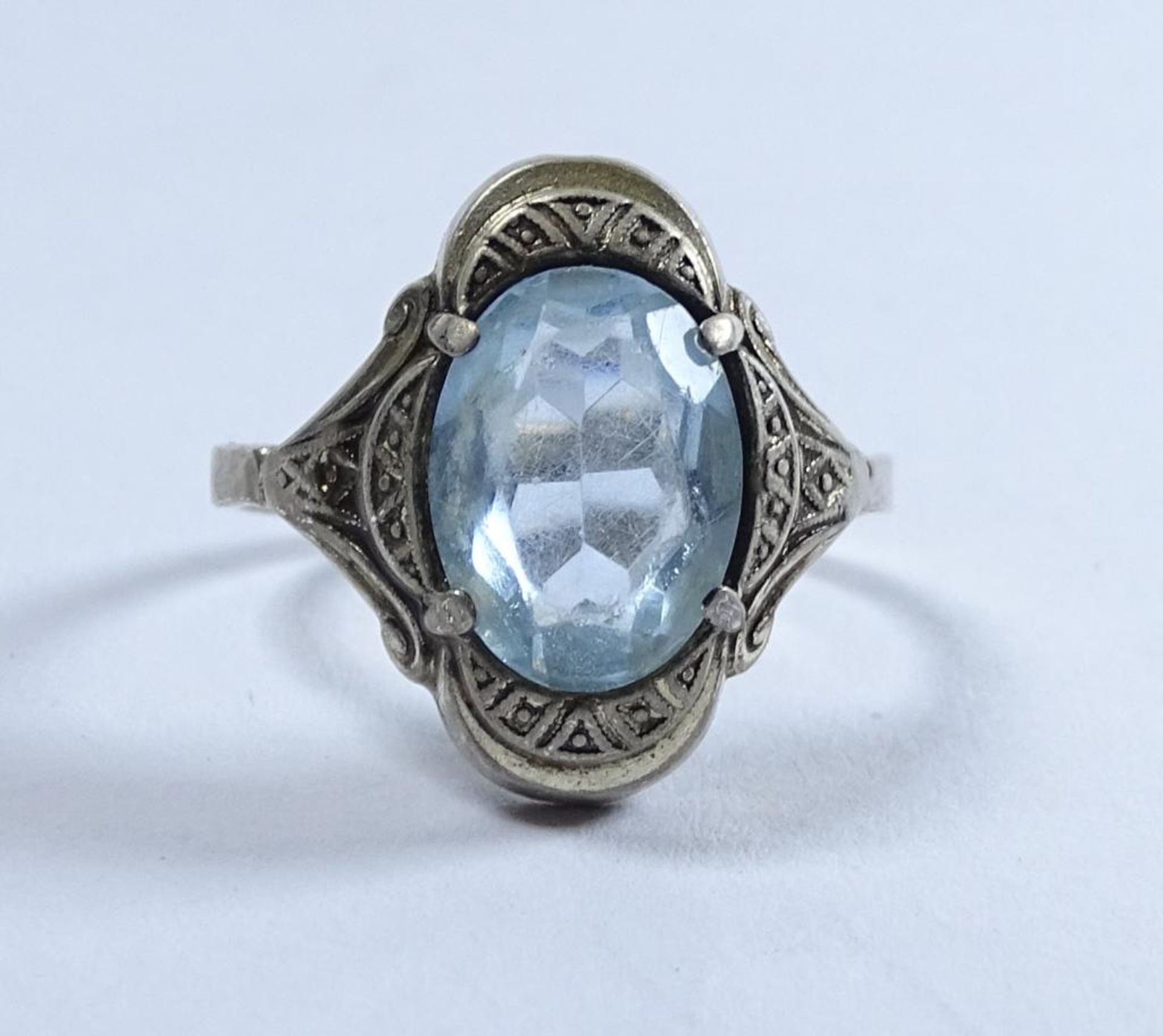 Alter Silber Ring,hellblauer Stein, 3,0gr., RG 53