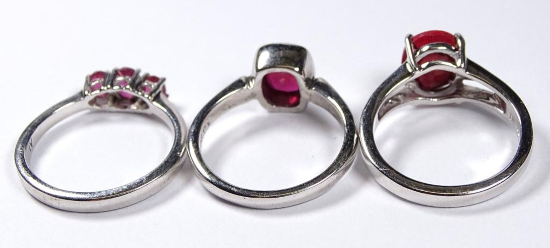 3x Rubin Ringe,Silber -925-,alle IV-gestempelt,zus.11,5gr., RG 56,59,56 - Bild 2 aus 2