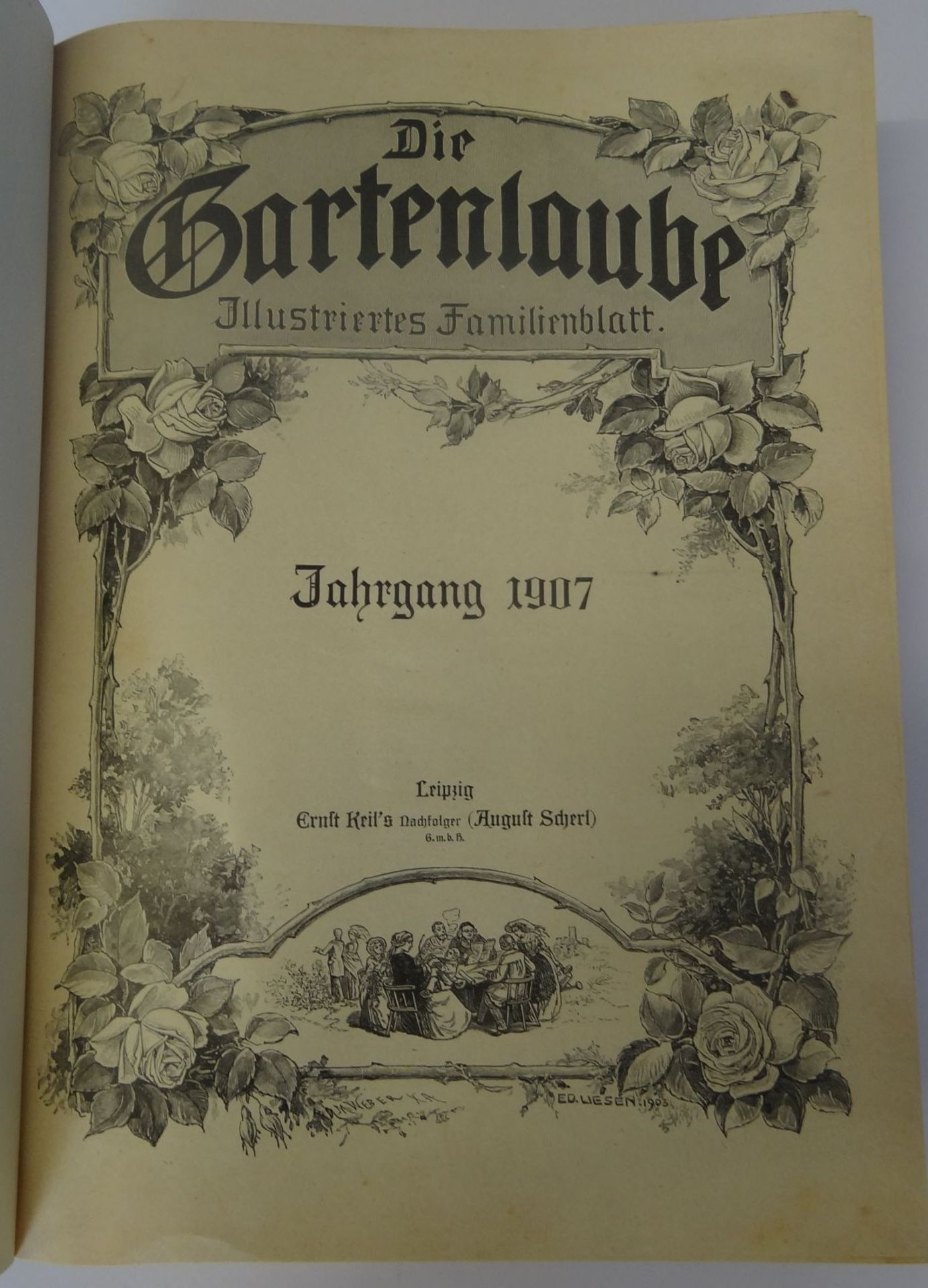 "Die Gartenlaube" Jahrgang 1907, gebunden, Vorsatzseite mit Widmung - Bild 2 aus 10