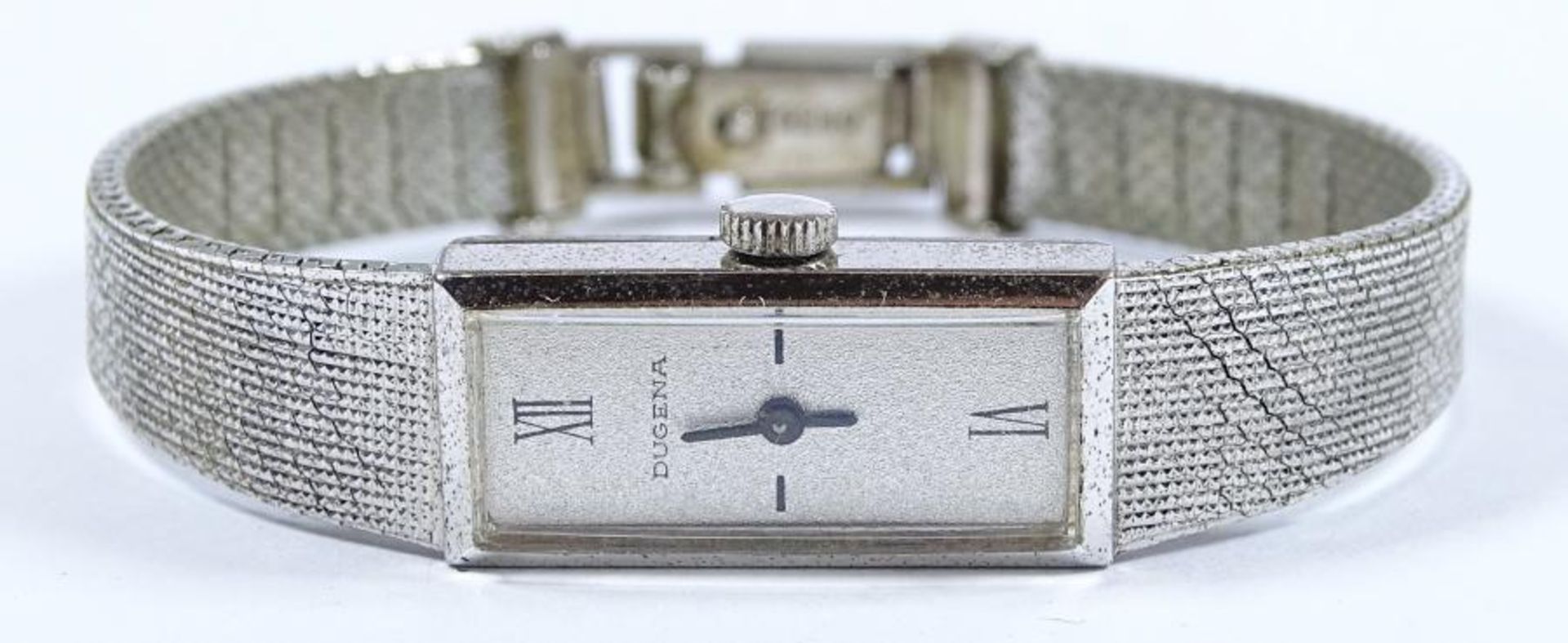 Damen Armbanduhr "Dugena",Handaufzug,Werk läuft,Deckel und Band Silber -835- , ges.gew. 23gr.Gehäuse