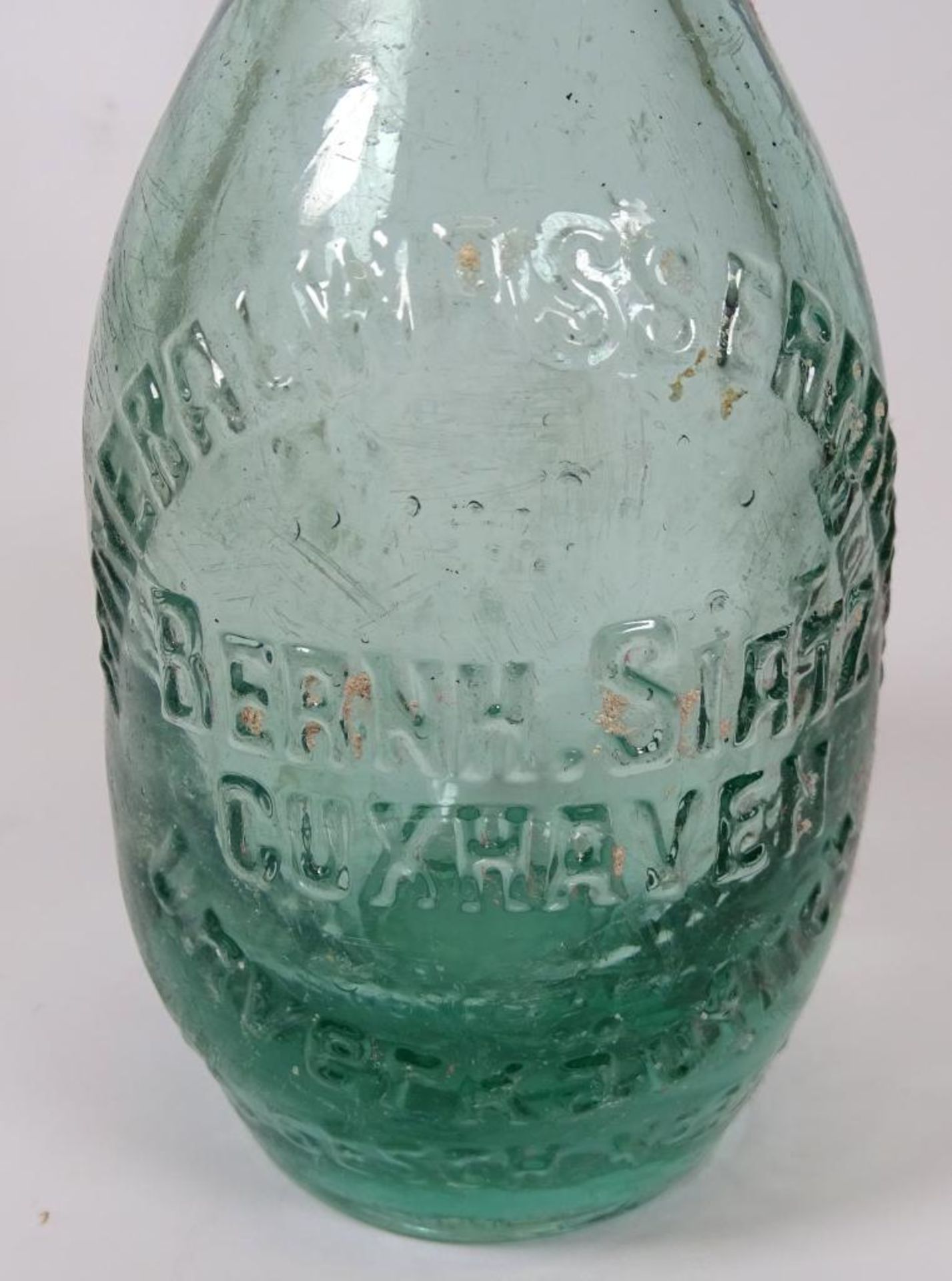 Glasflasche,"Mineralwasserfabrik Bernh.Siatz-Cuxhaven","unverkäuflich",nummeriert,H-18,5cm,Alters- - Bild 3 aus 4