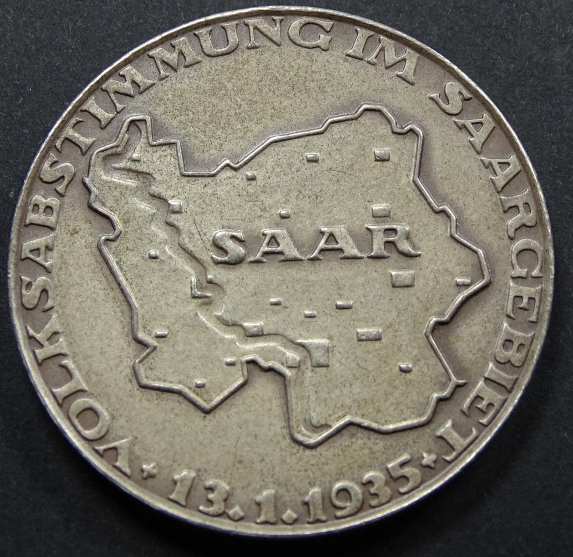 Medaille,Silber,Volksabstimmung im Saargebiet,d-36mm, 21,6gr. - Bild 2 aus 2