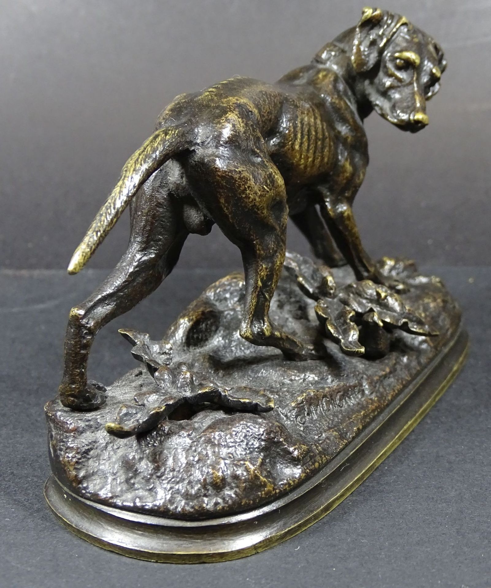 Jules MOIGNIEZ (1835-1894) "Jagdhund mit erlegten Enten", Bronze, signiert, H-8 cm, L-13 cm - Bild 3 aus 6