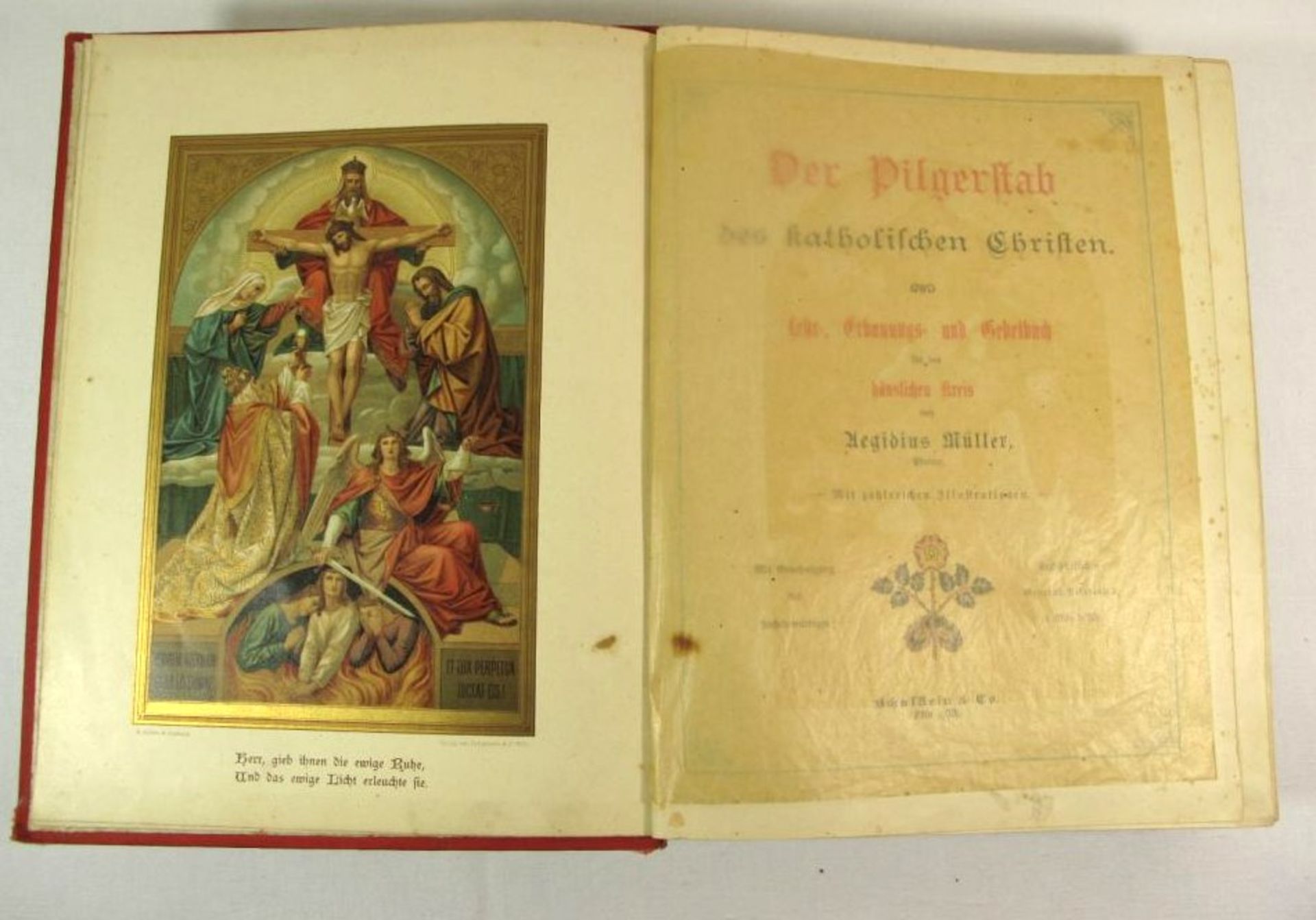 Der Pilgerstab des katholischen Christen, Aegidius Müller, Schafstein Köln a. Rhein, 1898, Alters-u. - Bild 2 aus 9