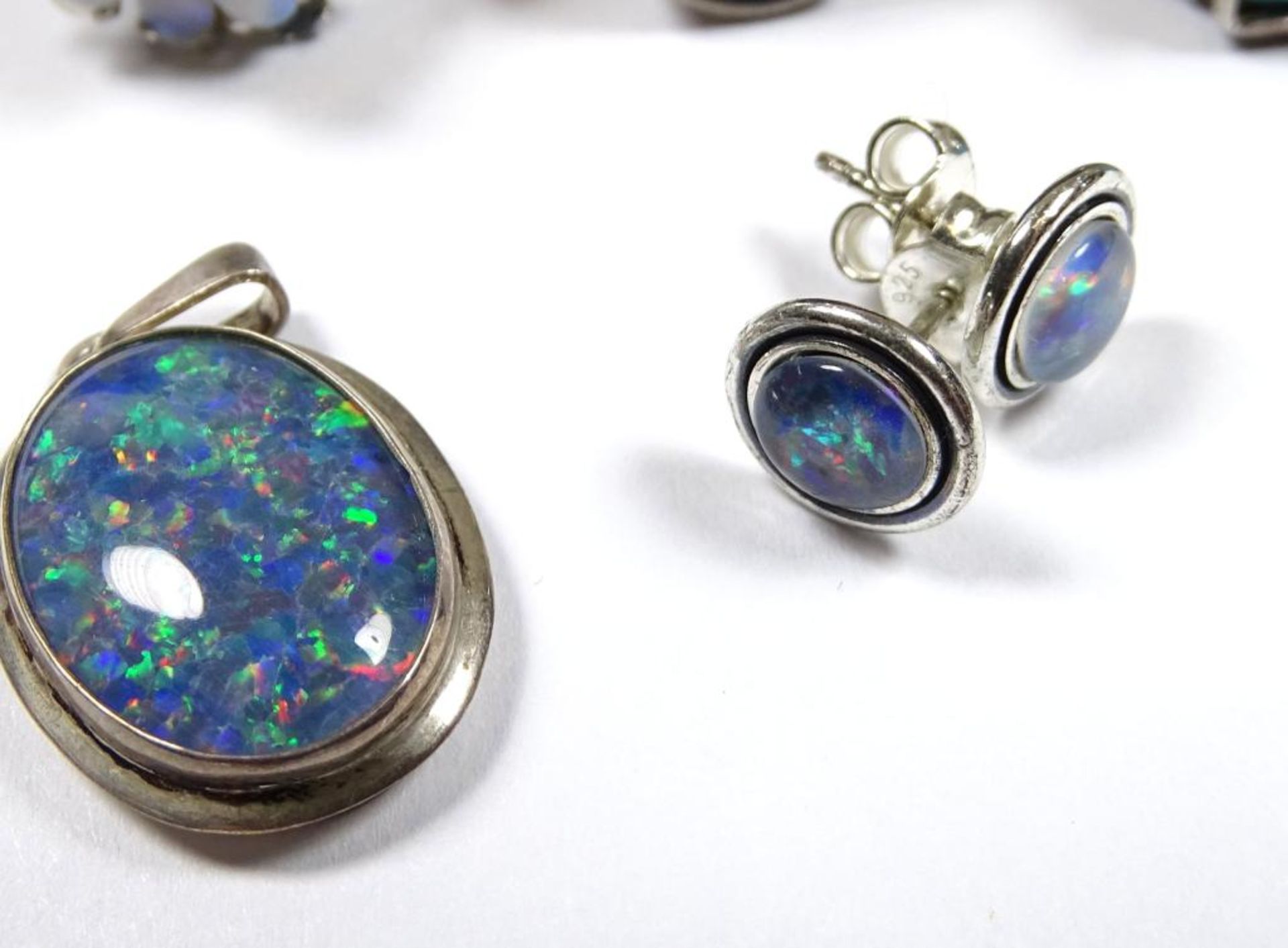 Silber Schmuck,Ringe,Anhänger und Ohrstecker,Opal Besatz,ges.gew.20,7hgr., RG 53/56/5 - Bild 4 aus 4