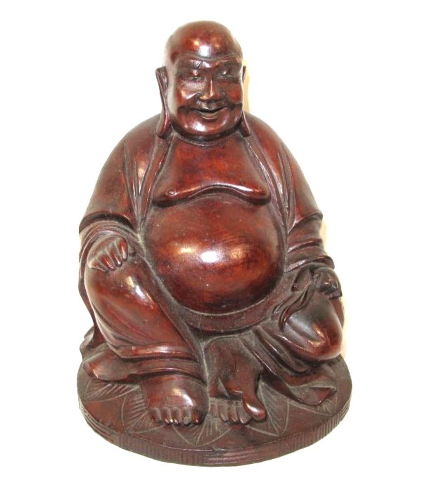 Buddha auf Lotustrohn, Holz, älter, H-19cm.