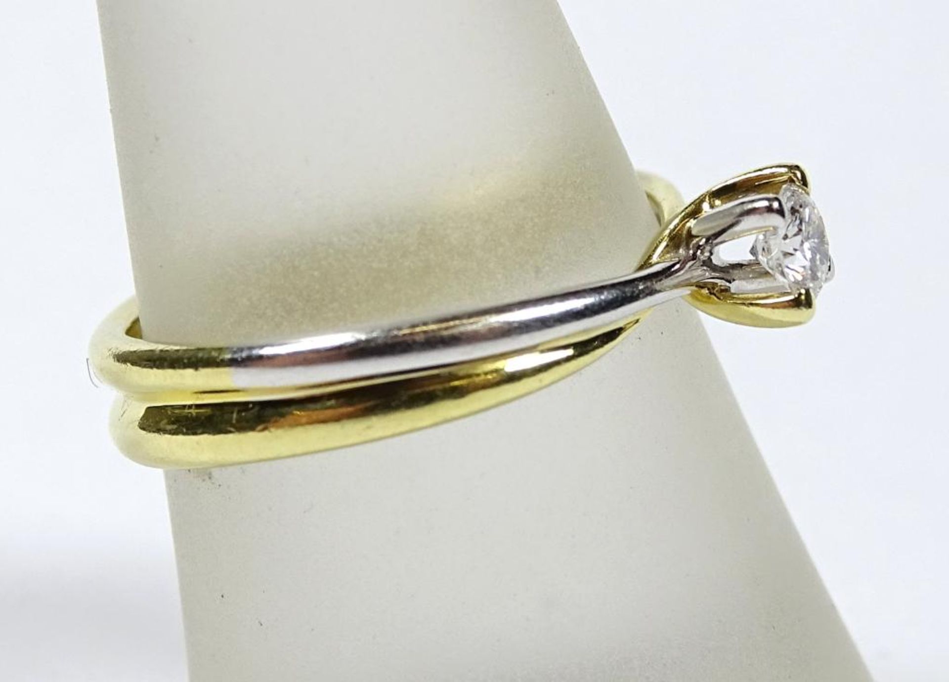 Solitär-Brillant-Ring,Bicolor,Gold 750er, Brillant 0,20ct.,"Damiani", 3181 AL, 4,31gr., RG 55/5 - Bild 5 aus 10