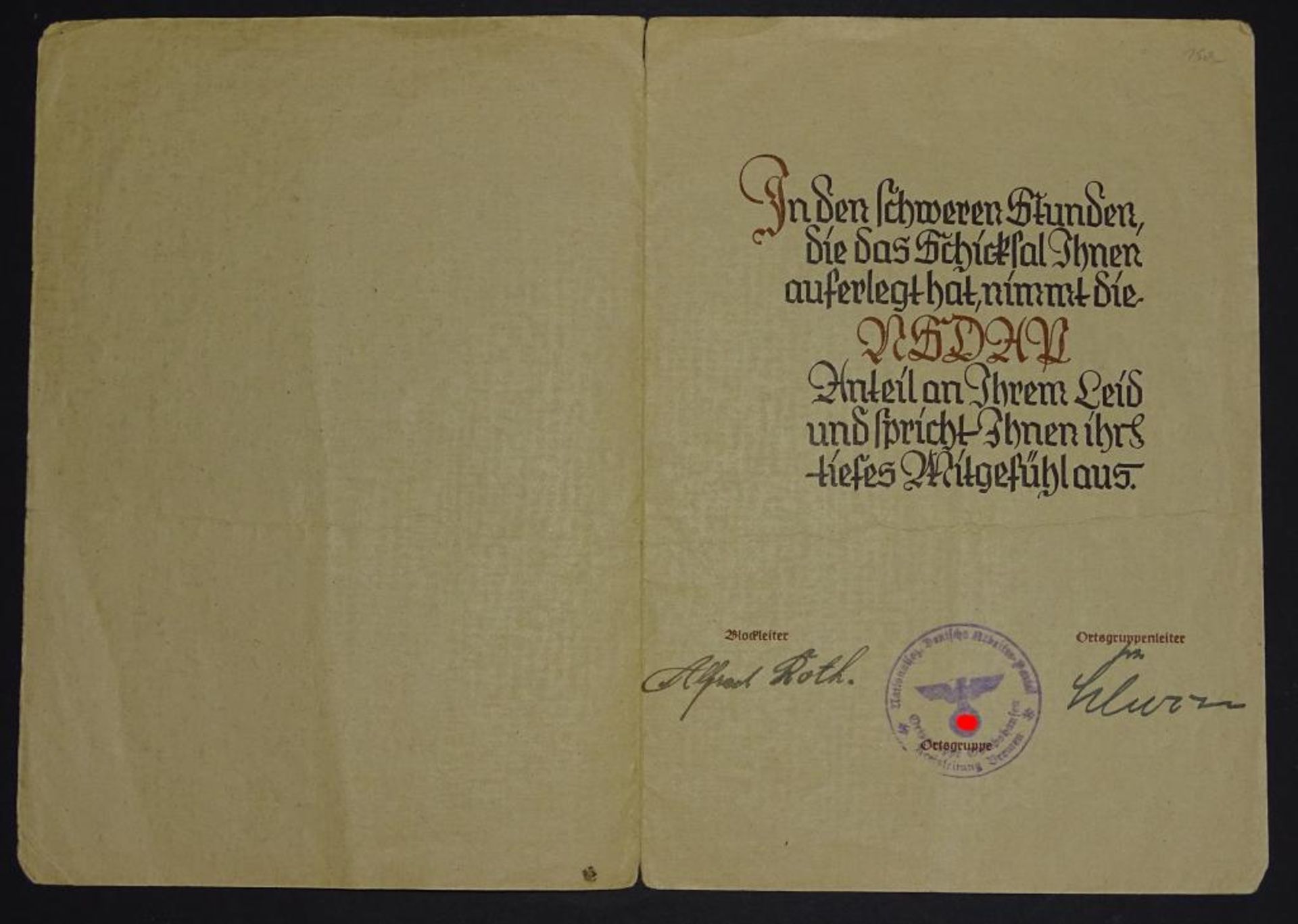 NSDAP Totenruhm Dokument - Bild 2 aus 3