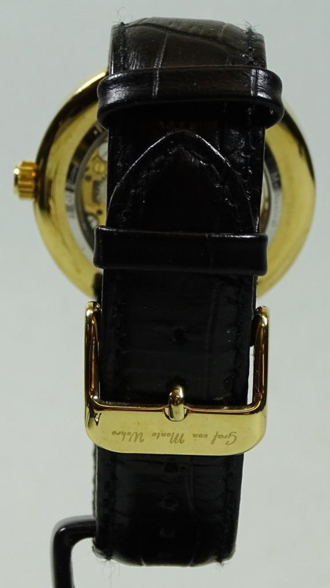 Armbanduhr "Graf v.Monte Wehro",mechanisch,Werk läuft,vergoldet,d- 39mm,OVP,Neu und ungetrage - Bild 4 aus 5