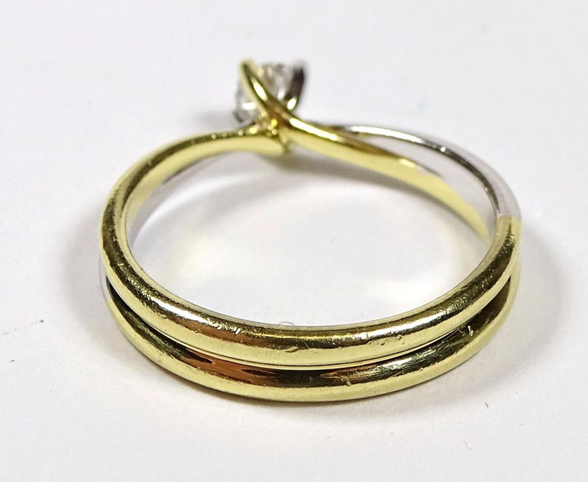 Solitär-Brillant-Ring,Bicolor,Gold 750er, Brillant 0,20ct.,"Damiani", 3181 AL, 4,31gr., RG 55/5 - Bild 7 aus 10