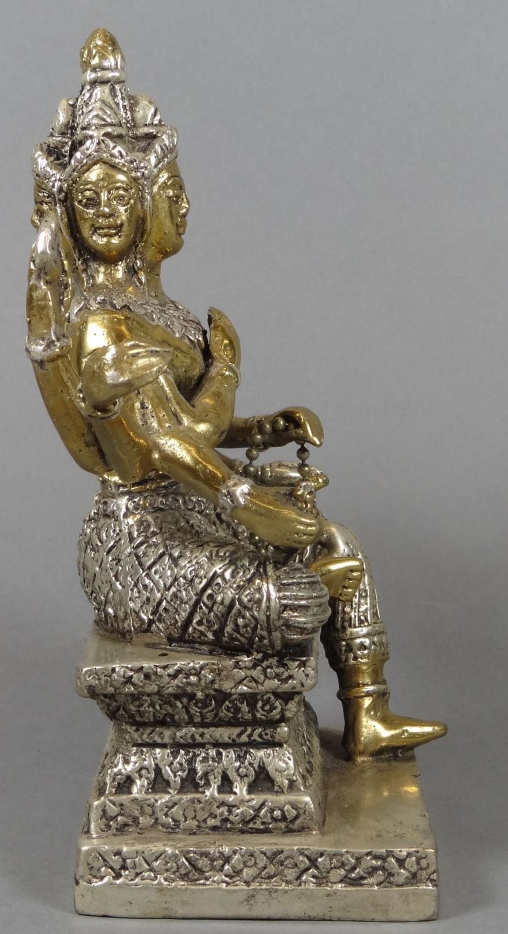 indische Göttin Brahmacharini, versilbert/vergoldet, H-14 c - Bild 4 aus 6