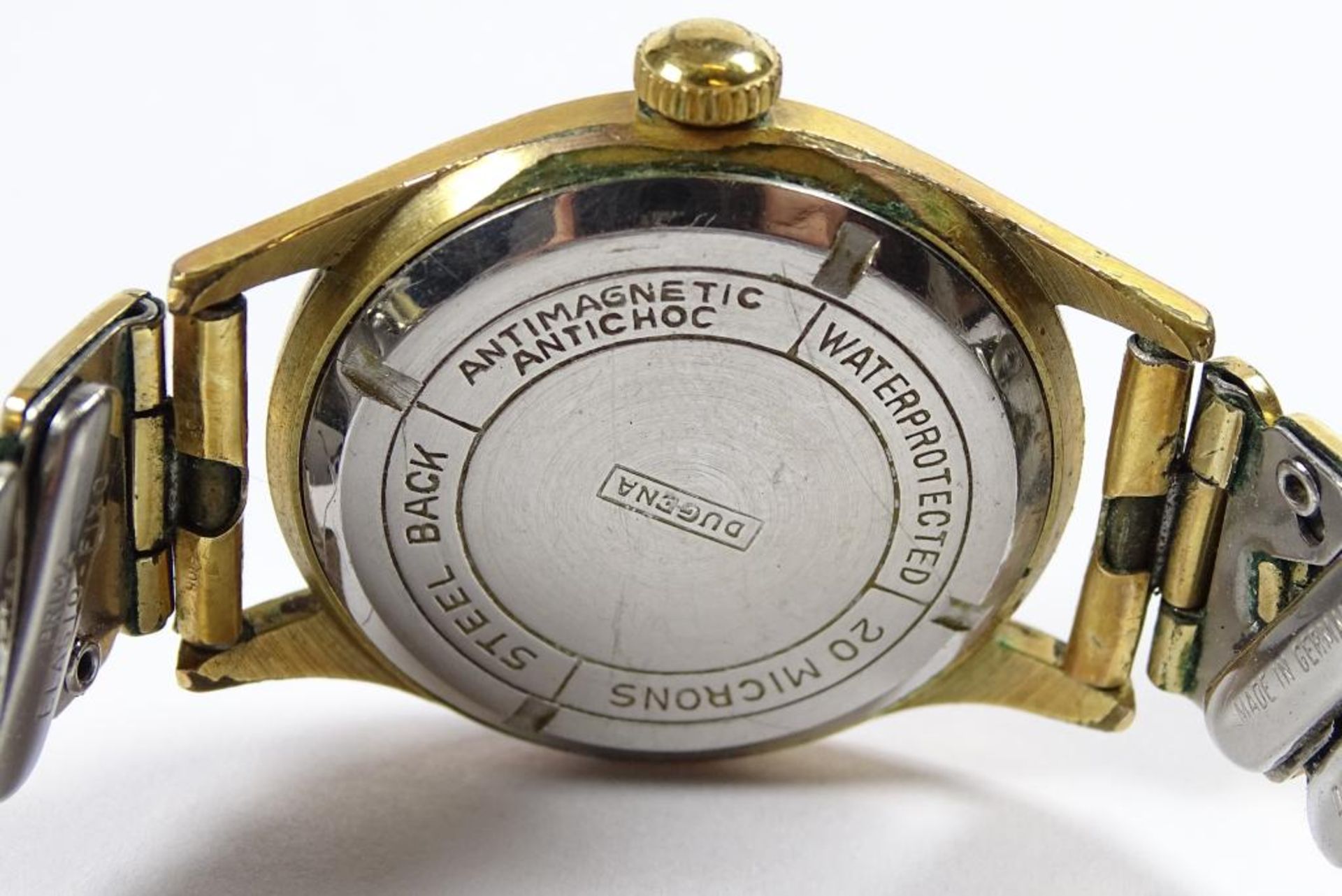 Armbanduhr "Dugena",Handaufzug,Werk läuft,vergoldet,Band müsste erneuert werd - Bild 4 aus 4