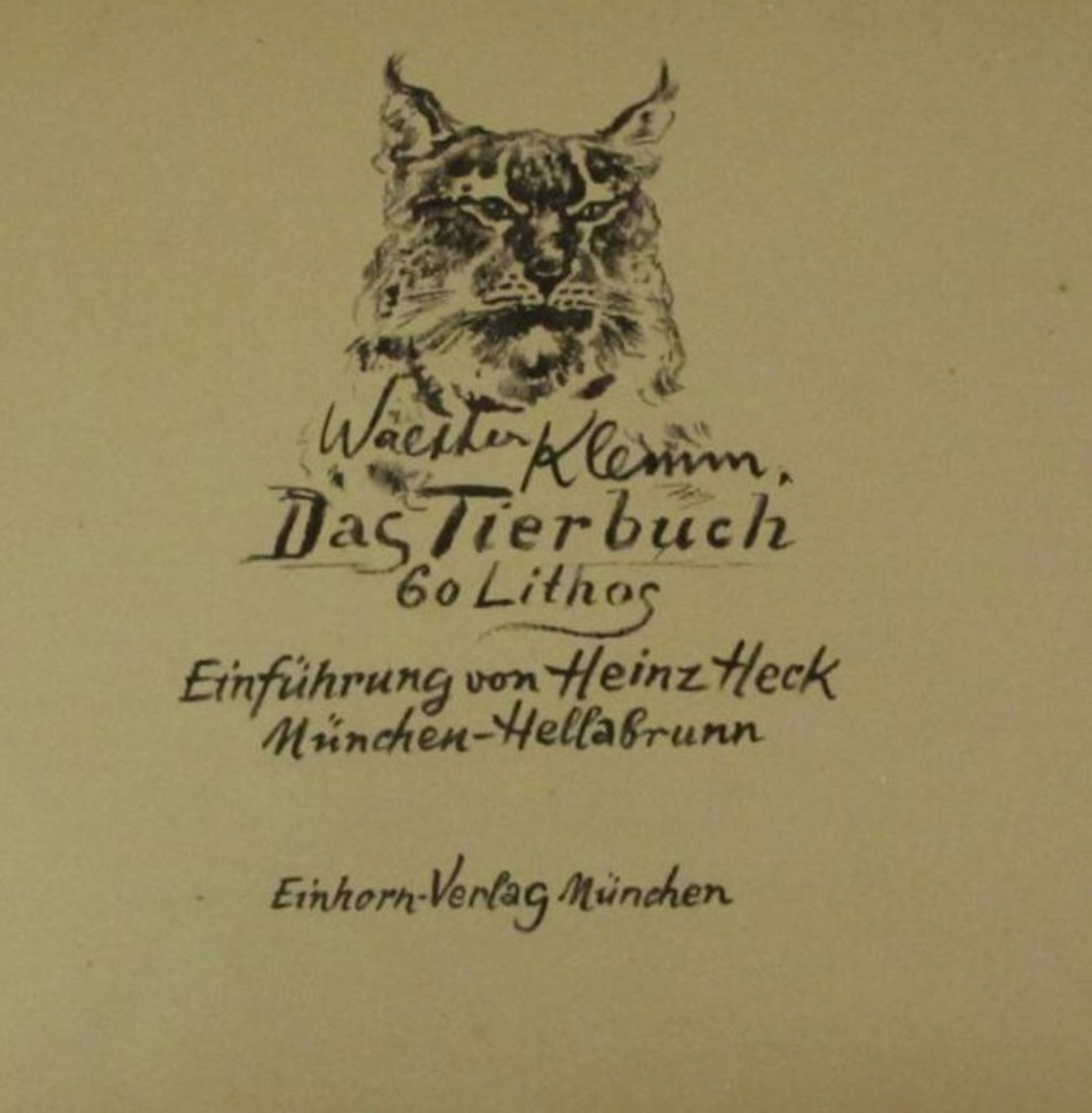 Klemm, Walther -Das Tierbuch, Einführung H. Heck, München Einhorn Verlag 1943, m. 60 Orig.-Lithos, - Bild 2 aus 4