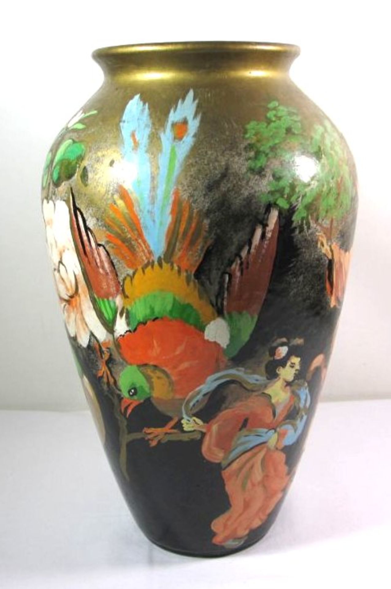 Bodenvase, hanbemalt mit asiat. Motiv, H-42cm. - Bild 4 aus 5