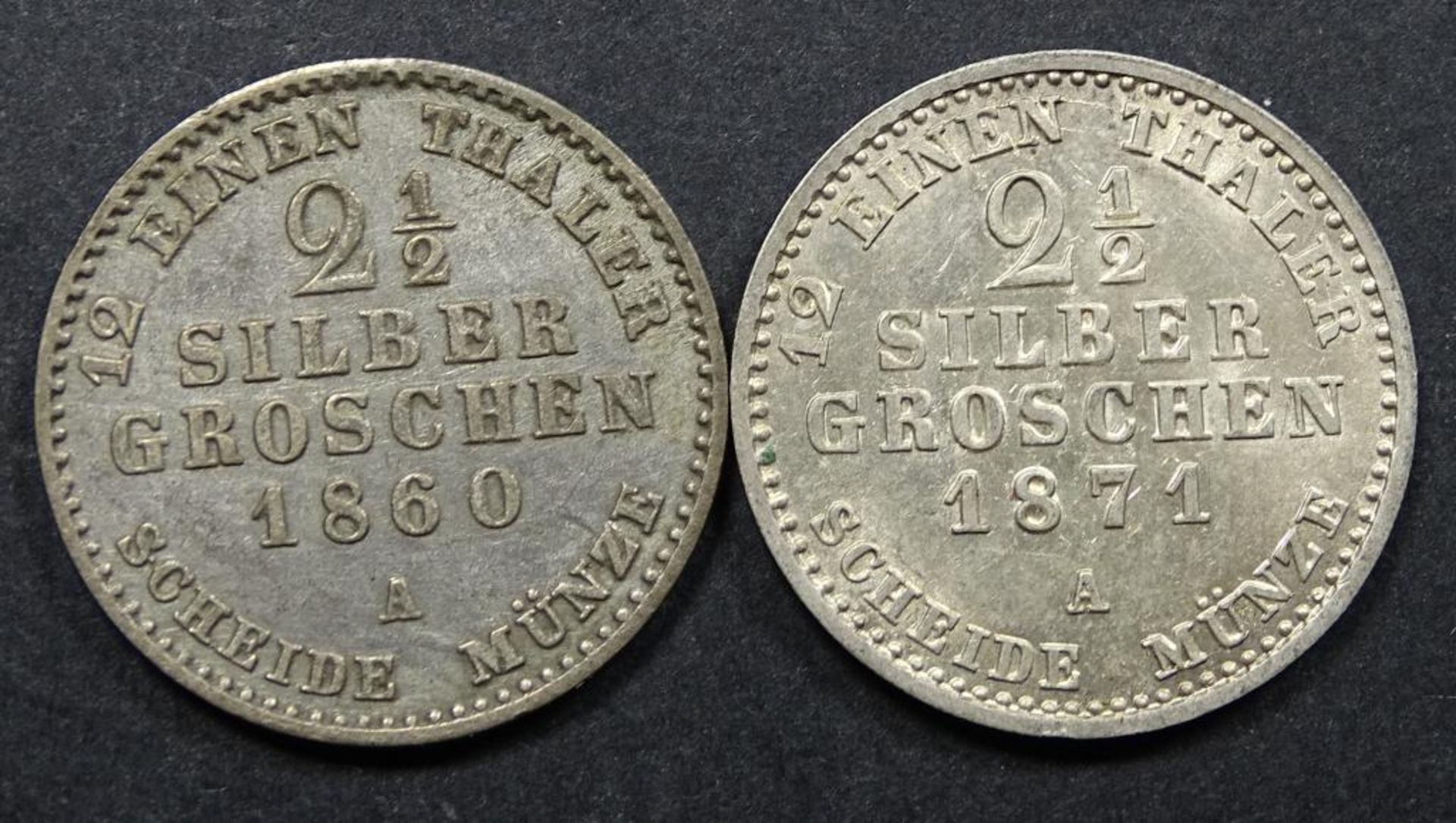 2x 2 1/2 Silber Groschen,zus.6,3gr.