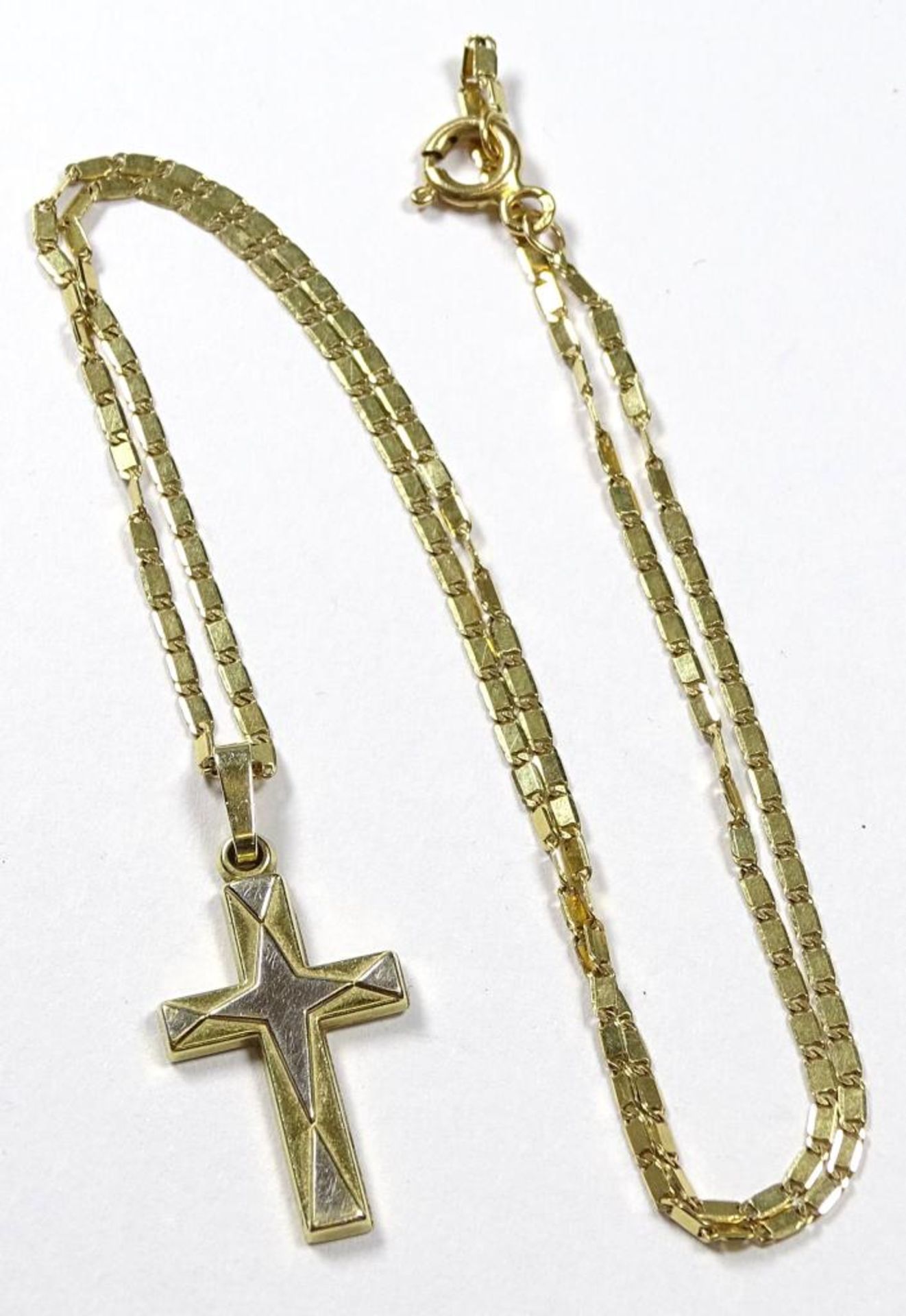 Halskette (800er Gold,Portugal),und Kreuzanhänger (585er gepr.),zus.3,45gr.,Kette L- 40cm,Kreuz 3,