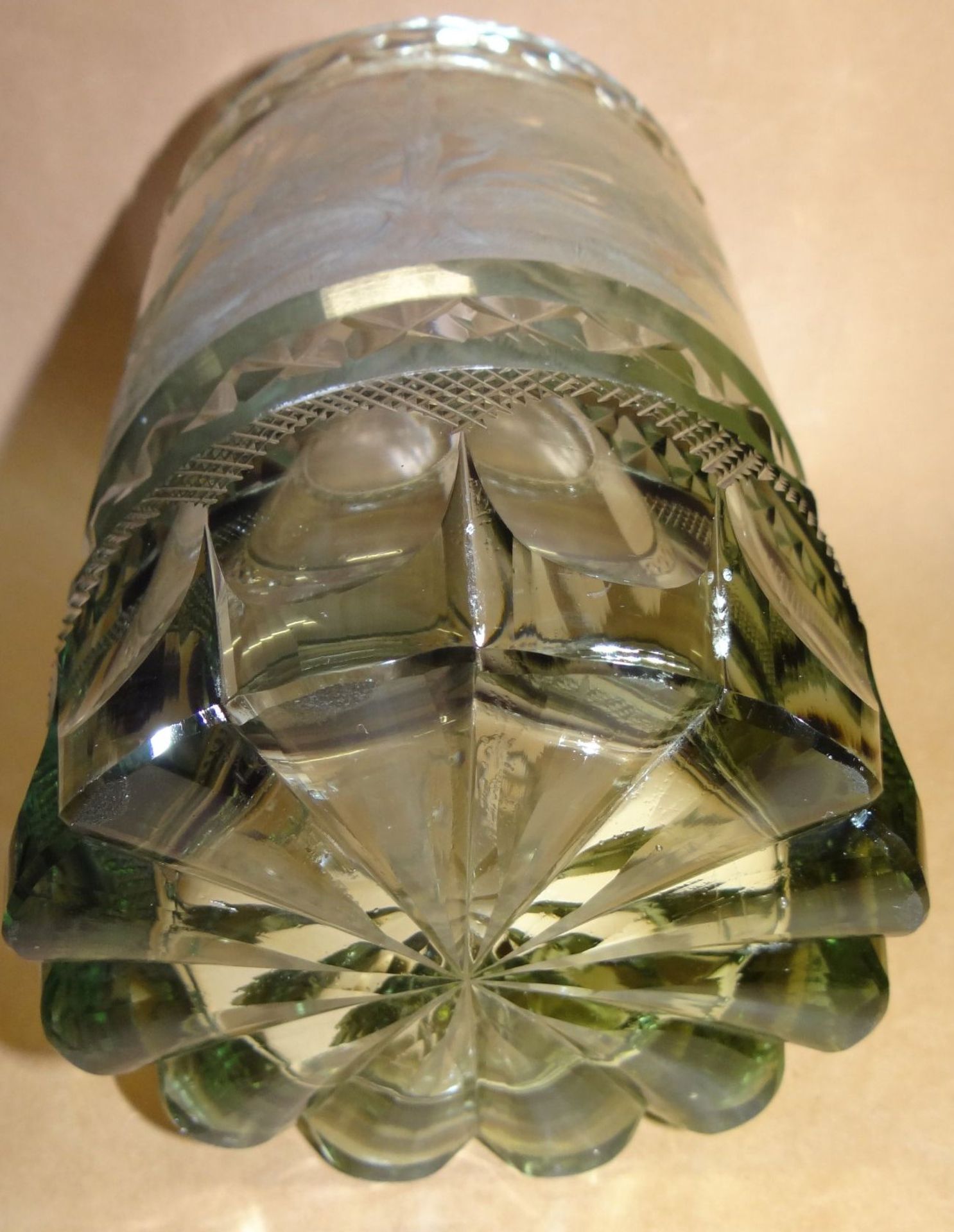 grosses Glas, mit Wildgravur und Bäumen, H-16 cm, D-10,5 c - Bild 5 aus 5