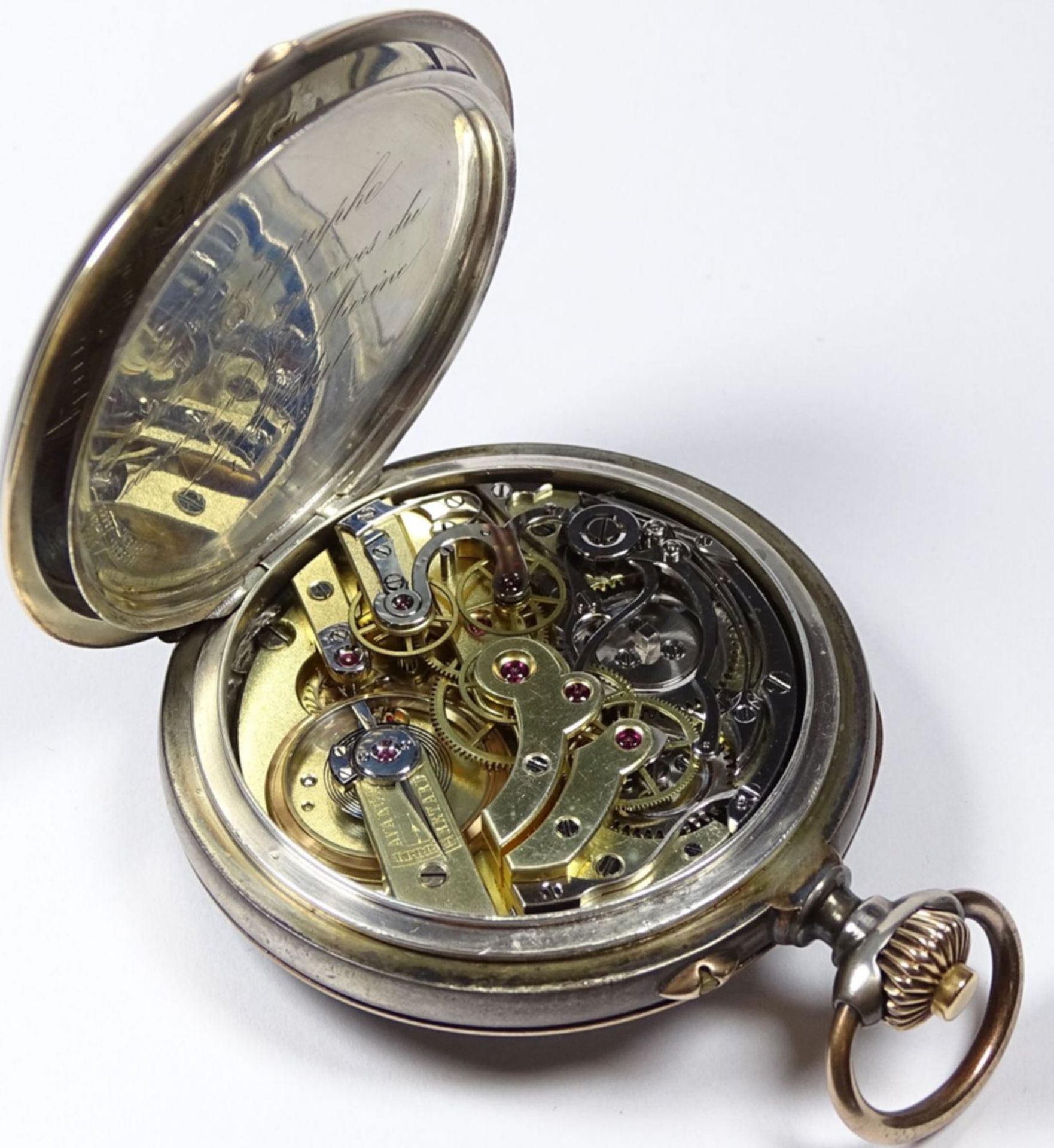 HTU-Chronometer von A.H. Rodanet (1837-1907), Silber/Gold-750- mit Stoppfunktion, schweren Gold- - Bild 6 aus 10