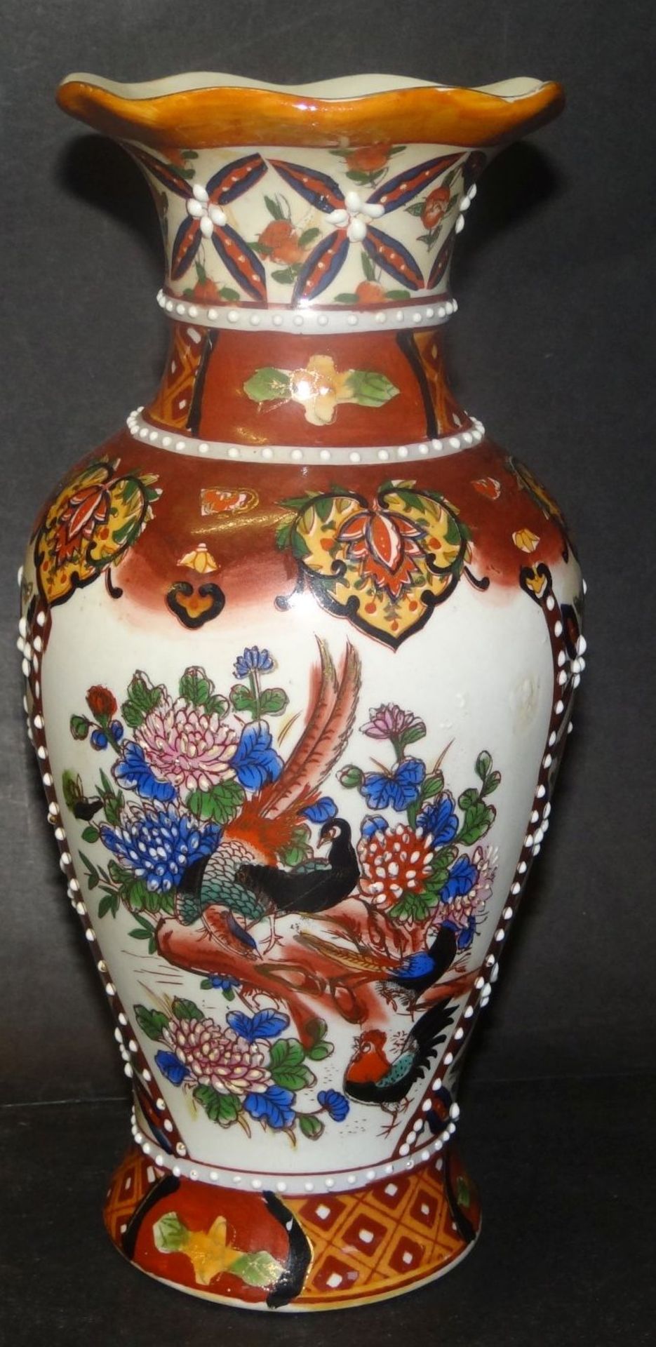 Satsuma-Vase, handgemalt, wohl China, H-21 cm