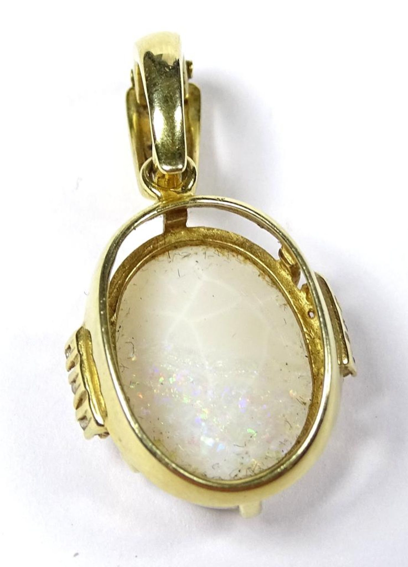 Anhänger, Gold 585er, Opal und Diamanten,Opal rissig,L- 29mm, 4,1gr - Bild 4 aus 4