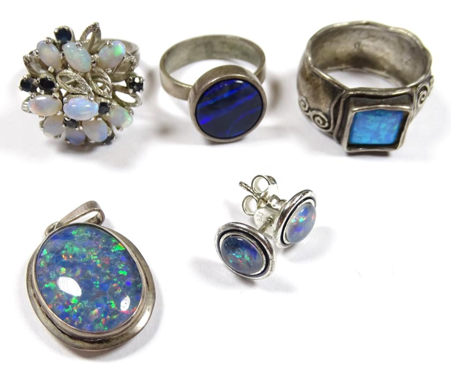 Silber Schmuck,Ringe,Anhänger und Ohrstecker,Opal Besatz,ges.gew.20,7hgr., RG 53/56/5 - Bild 2 aus 4