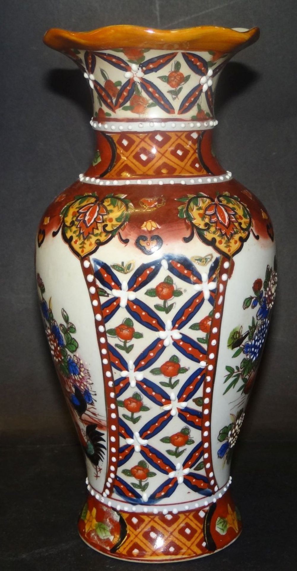 Satsuma-Vase, handgemalt, wohl China, H-21 cm - Bild 4 aus 6