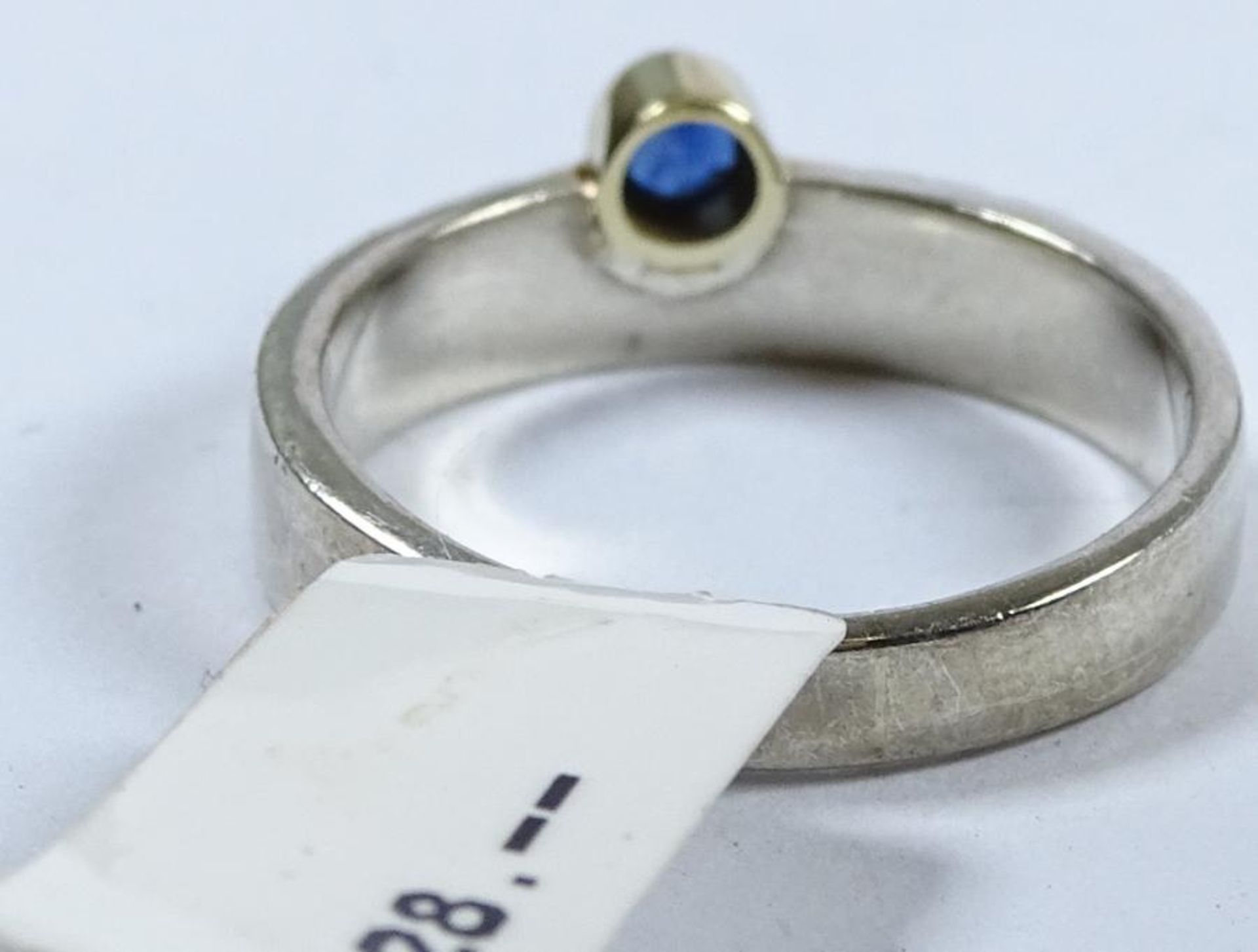 Ring,Silber -925- mit Saphir,tw.vergoldet,3,1gr., RG 54,Neu und ungetragen aus Juweliersauflösung, - Bild 4 aus 4