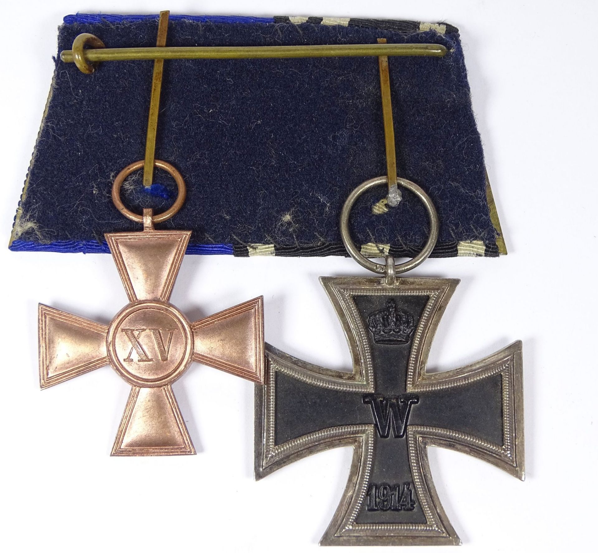 EK 2, 1.WK und Treue-Kreuz "XV" an Spange - Bild 2 aus 2