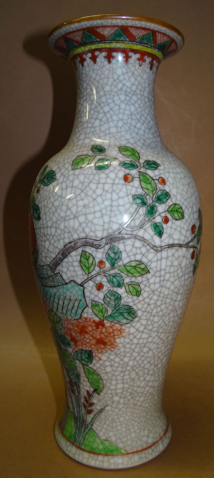 China-Vase, rote Marke, handbemalt, H-30 cm - Bild 3 aus 6