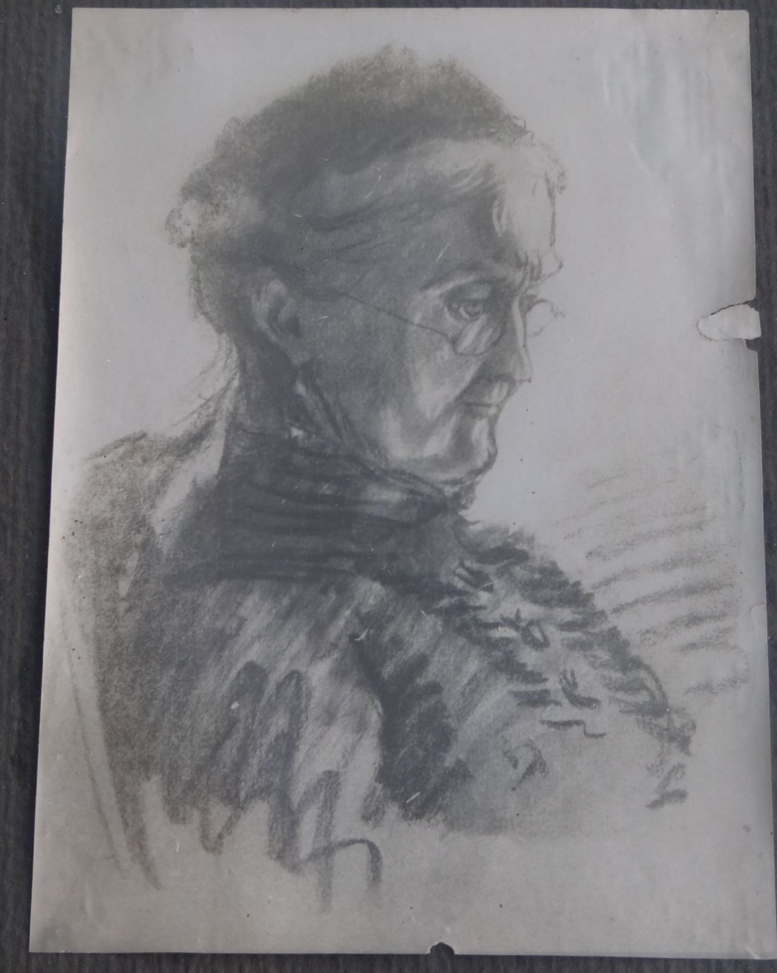 Walter BUHE (1882-1958), Portrait seiner Grossmutter, Zeichnung, ger/Glas, verso betitelt, RG 27, - Bild 2 aus 4