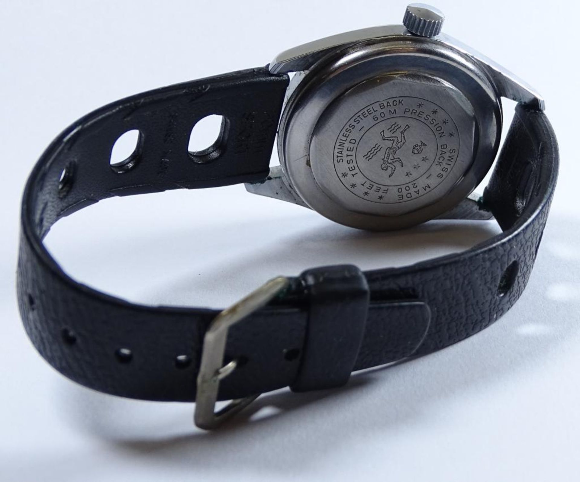 Armbanduhr "Alfex",Handaufzug,Werk steht,Edelstahl,Alters u. Gebrauchsspuren - Bild 3 aus 4