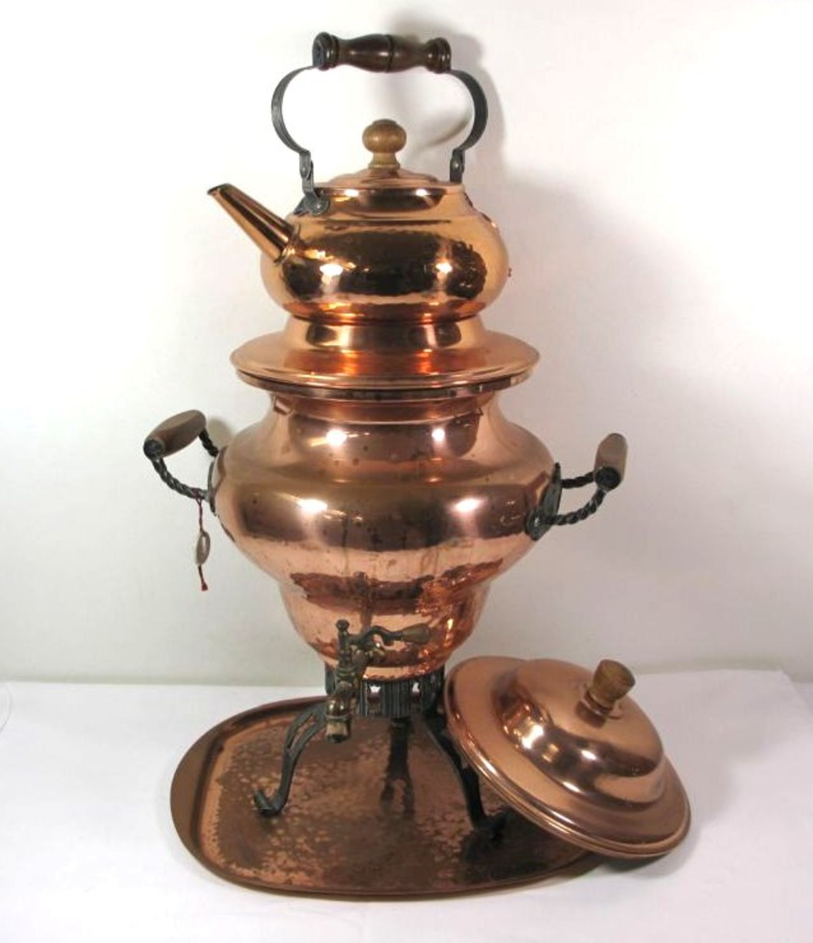 Samovar "Stockli, Schweiz", Kupfer, H-ca. 56cm.