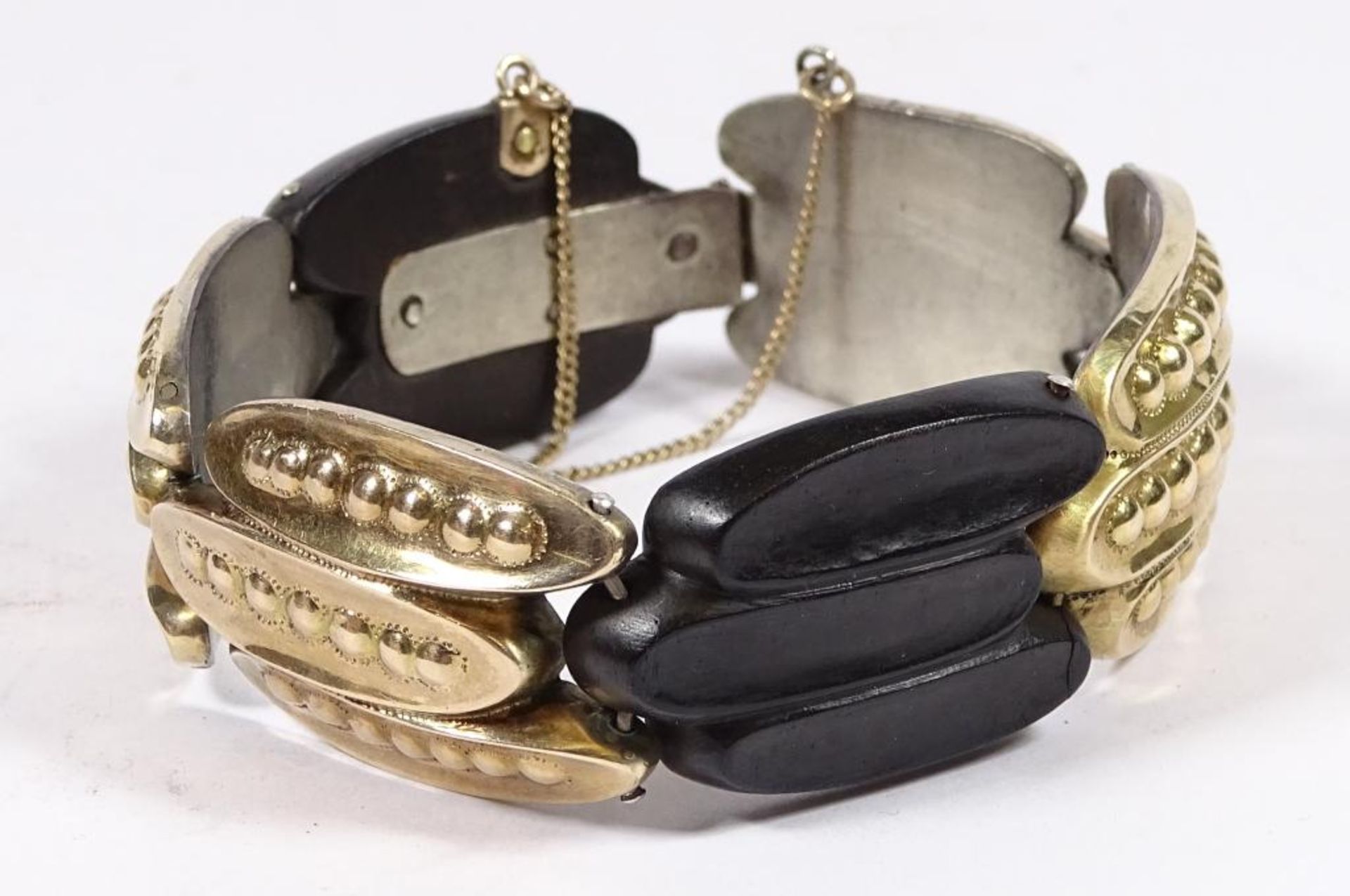 Altes Armband,Gold um 14K und Silber und Kakaobohnen,ca.L- 18,5cm,b-22,4mm,38,3gr. -stammt aus Kakao - Bild 2 aus 5